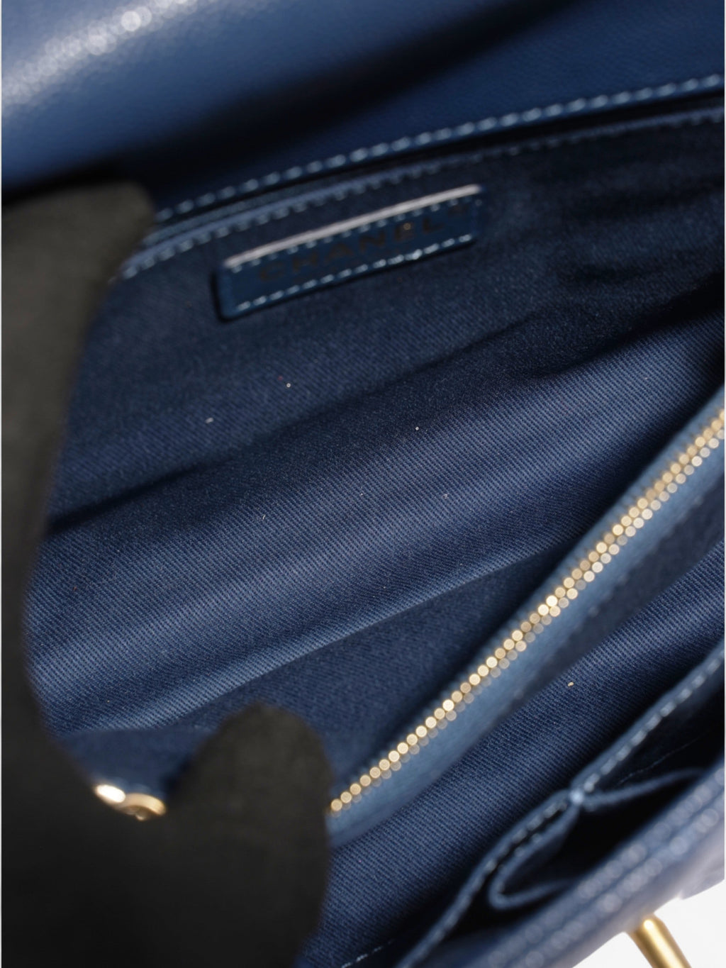 Chanel Coco Handle Flap Blue Caviar Leather Small