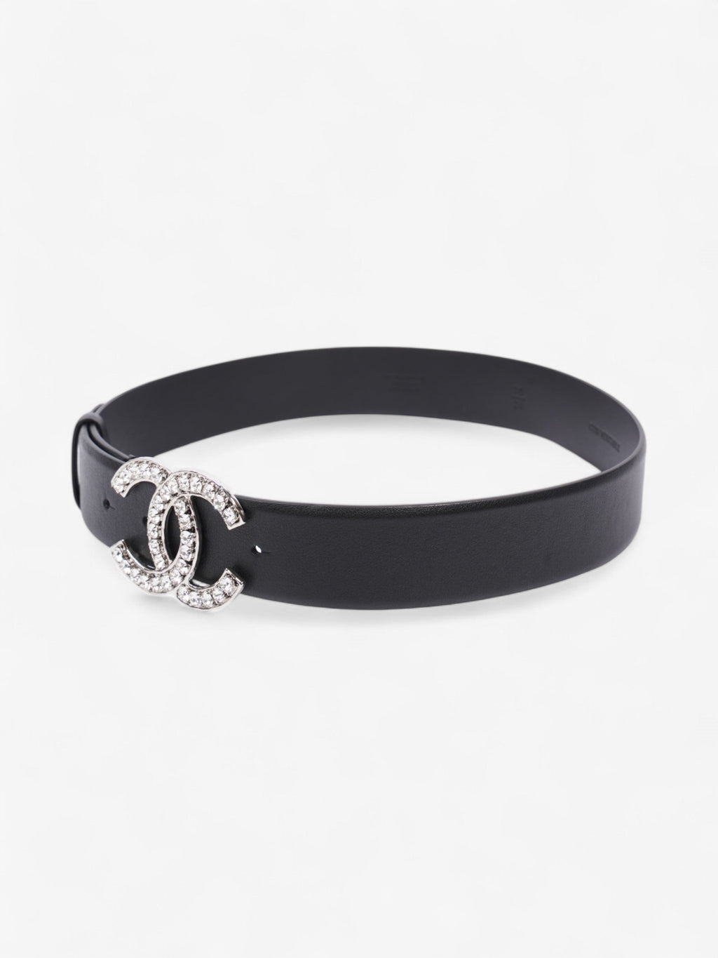 Chanel CC Crystal Belt Black / White Leather 70cm / 28"