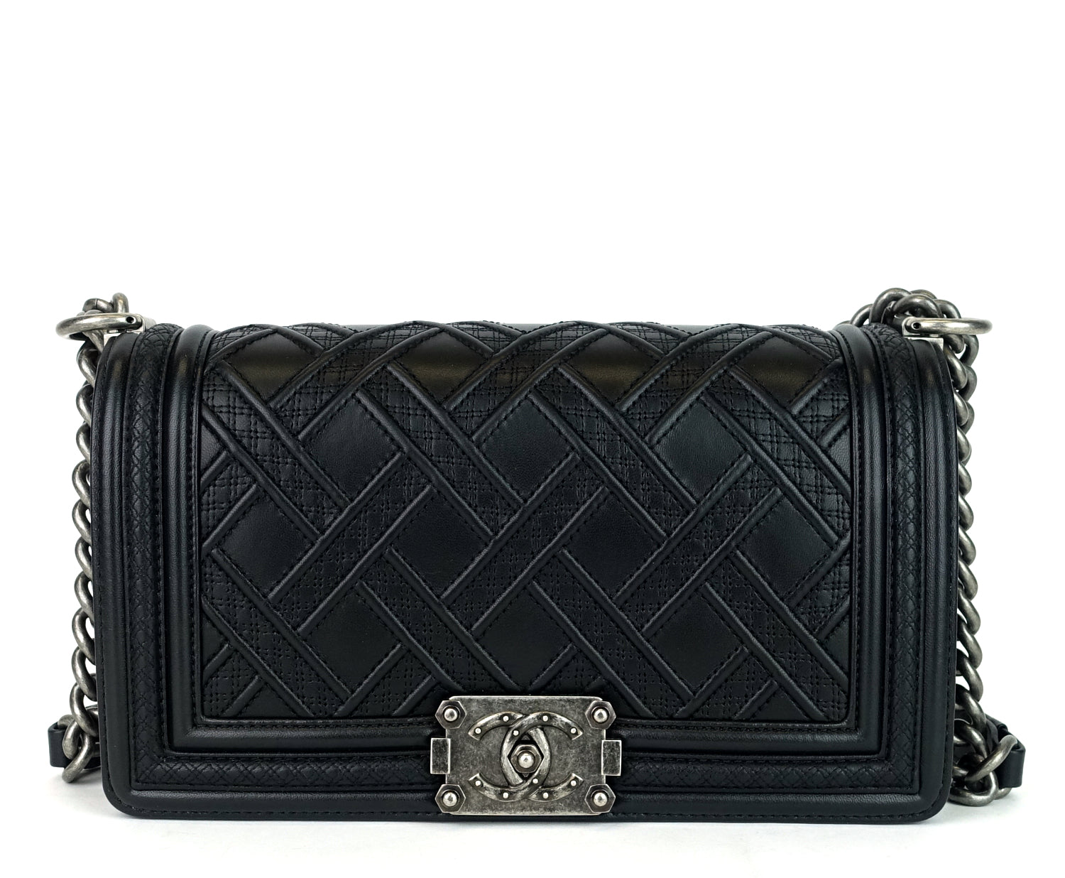 Chanel Boy Lattice Weave New Medium Leather Bag