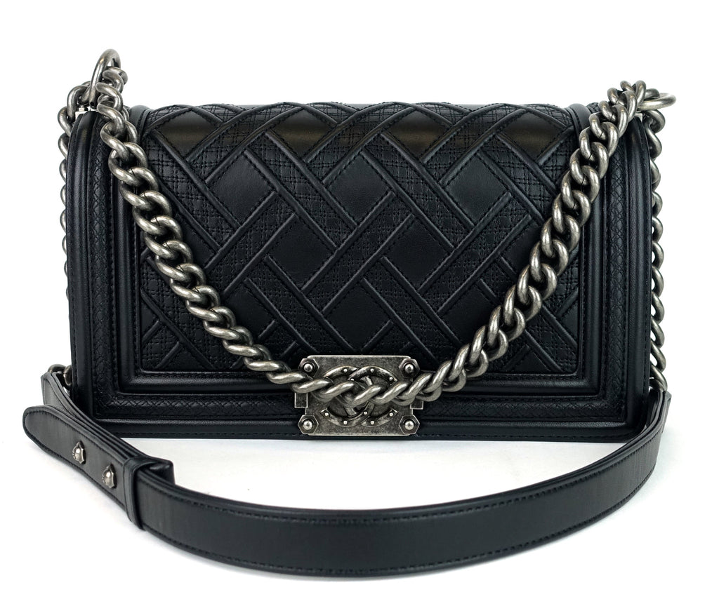 Chanel Boy Lattice Weave New Medium Leather Bag