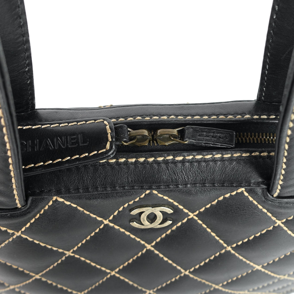 Chanel Surpique Top Handles Calfskin Leather Bowler Bag