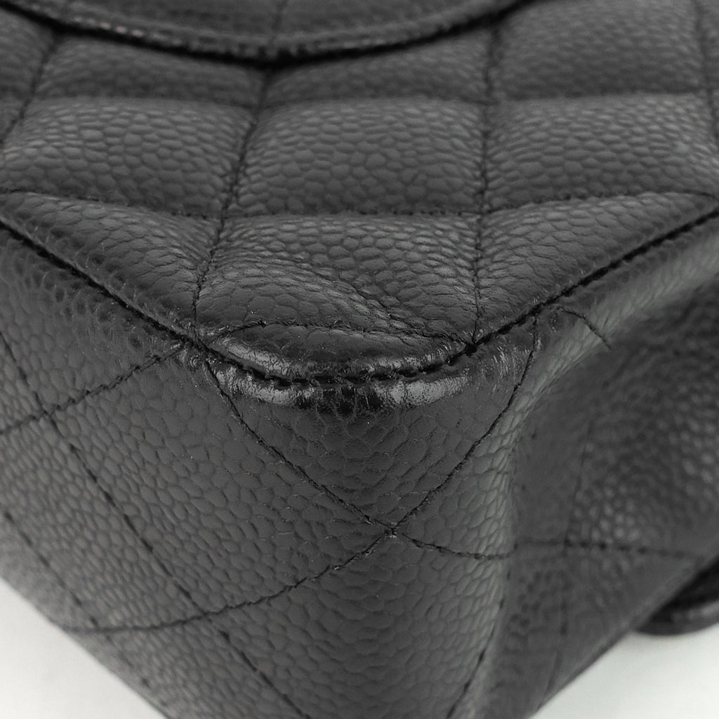 Chanel Double Flap Quilted Caviar Leather Bag