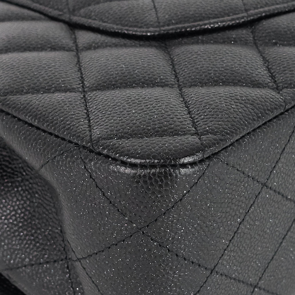 Chanel Double Flap Quilted Caviar Leather Bag