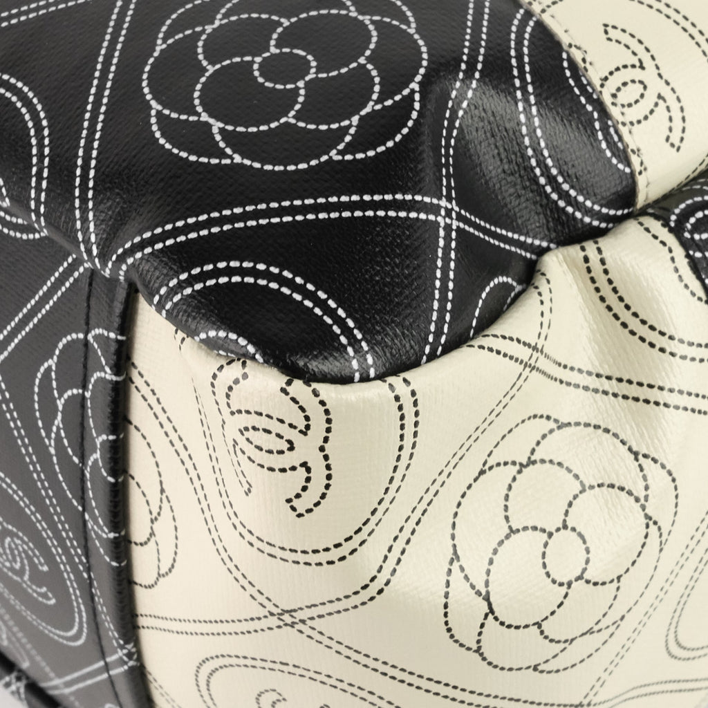 Chanel Coated Canvas Camellia Large Shopping Tote Bag