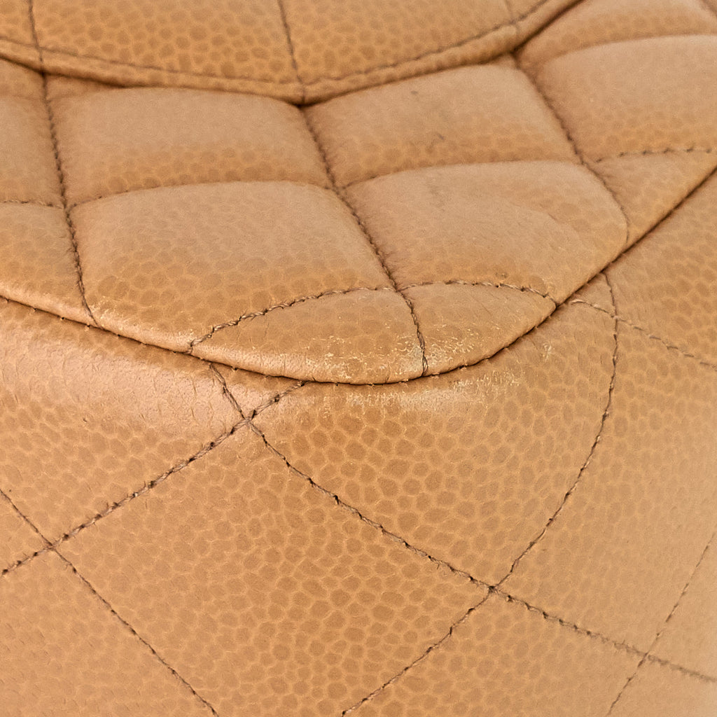 Chanel Double Flap Quilted Caviar Leather Bag