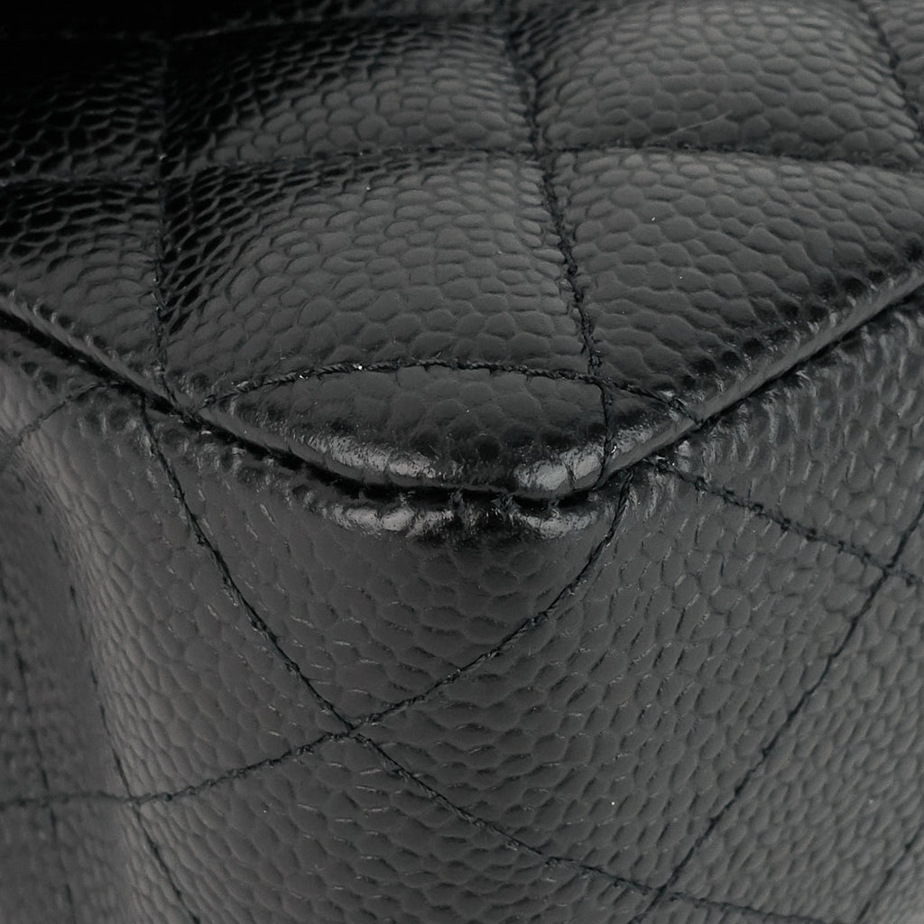 Chanel Double Flap Quilted Caviar Leather Bag