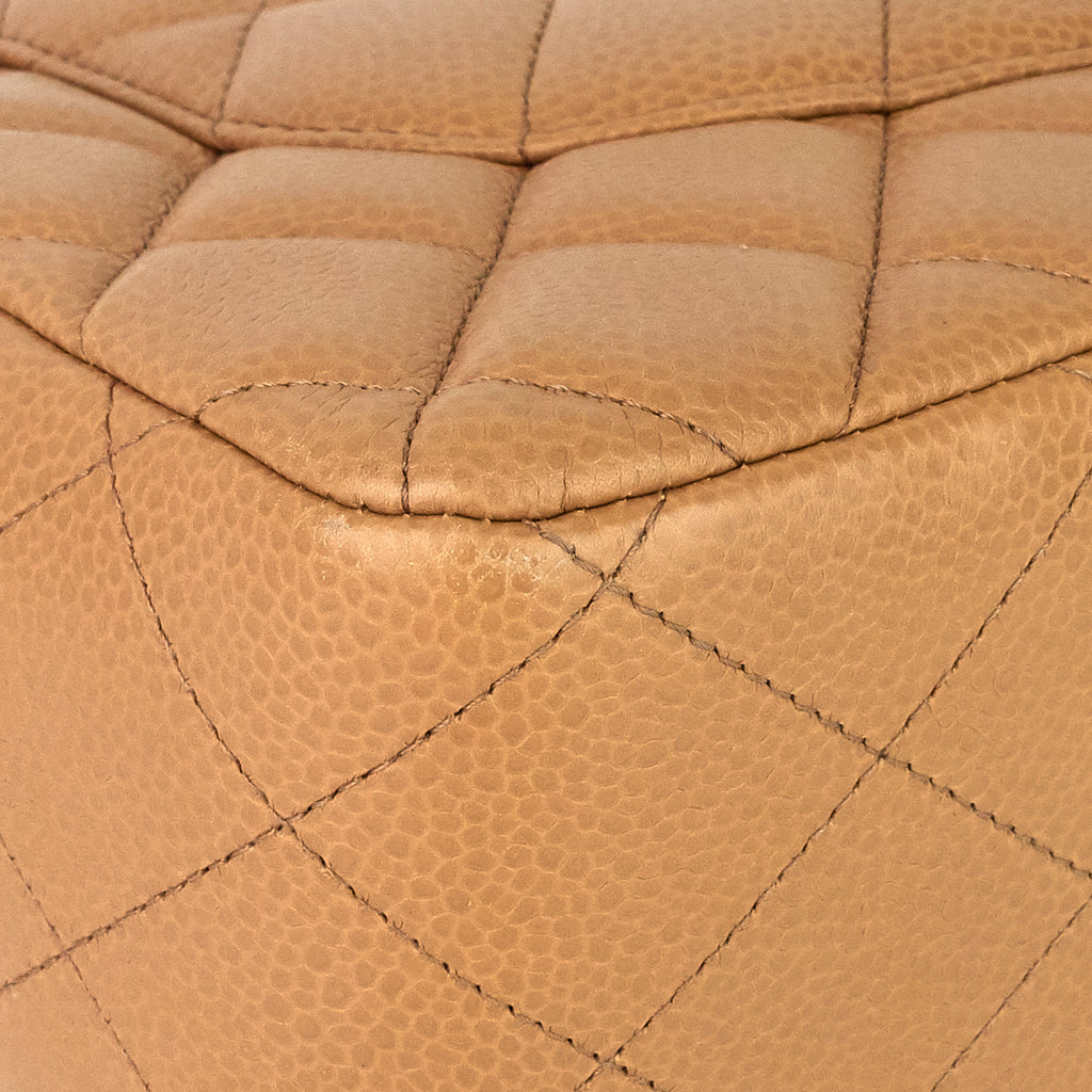 Chanel Double Flap Quilted Caviar Leather Bag