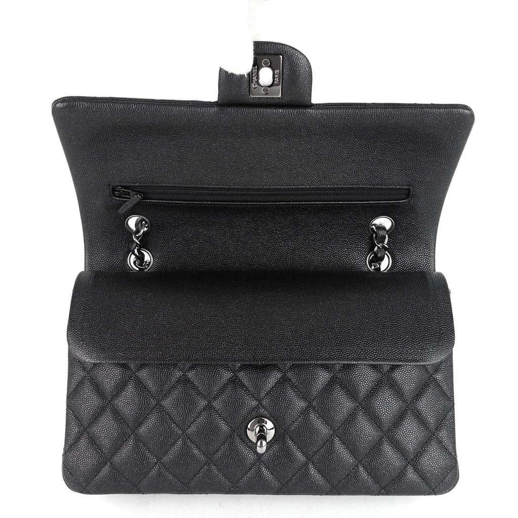 Chanel Double Flap Quilted Caviar Leather Bag
