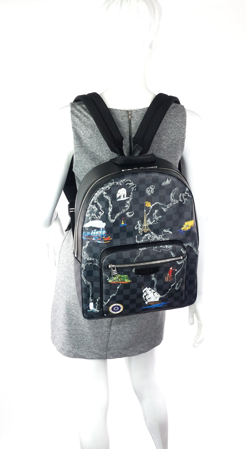 Louis Vuitto Josh World Map Damier Graphite Canvas Backpack