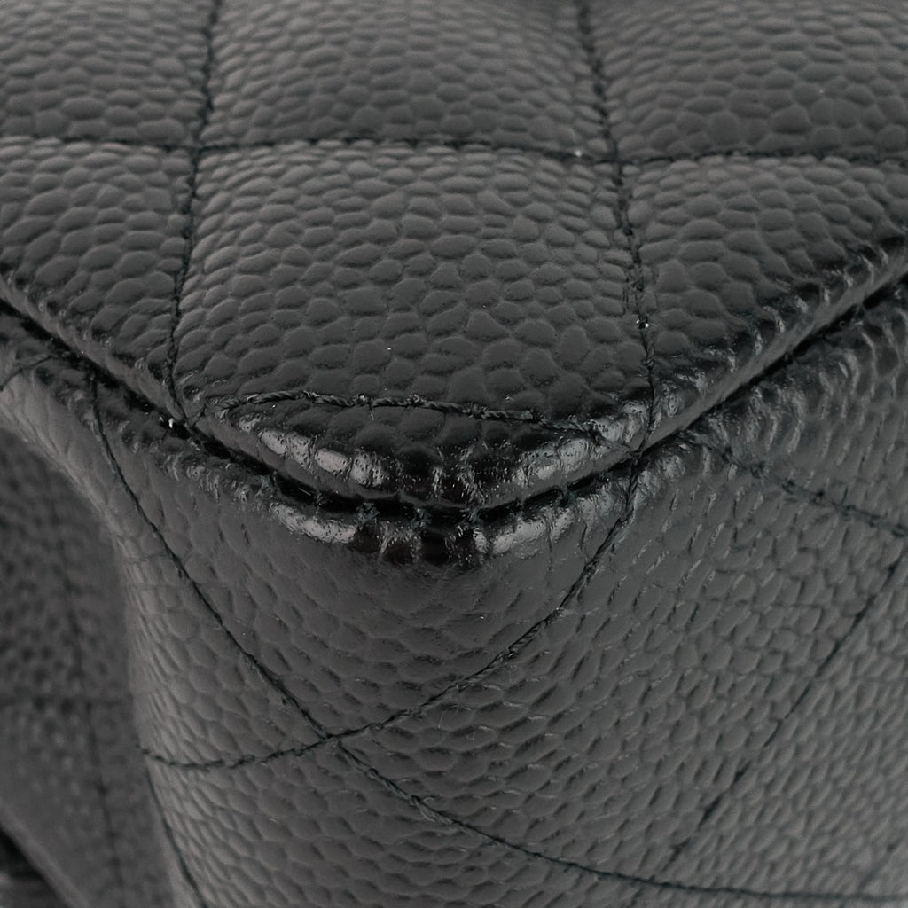 Chanel Double Flap Quilted Caviar Leather Bag