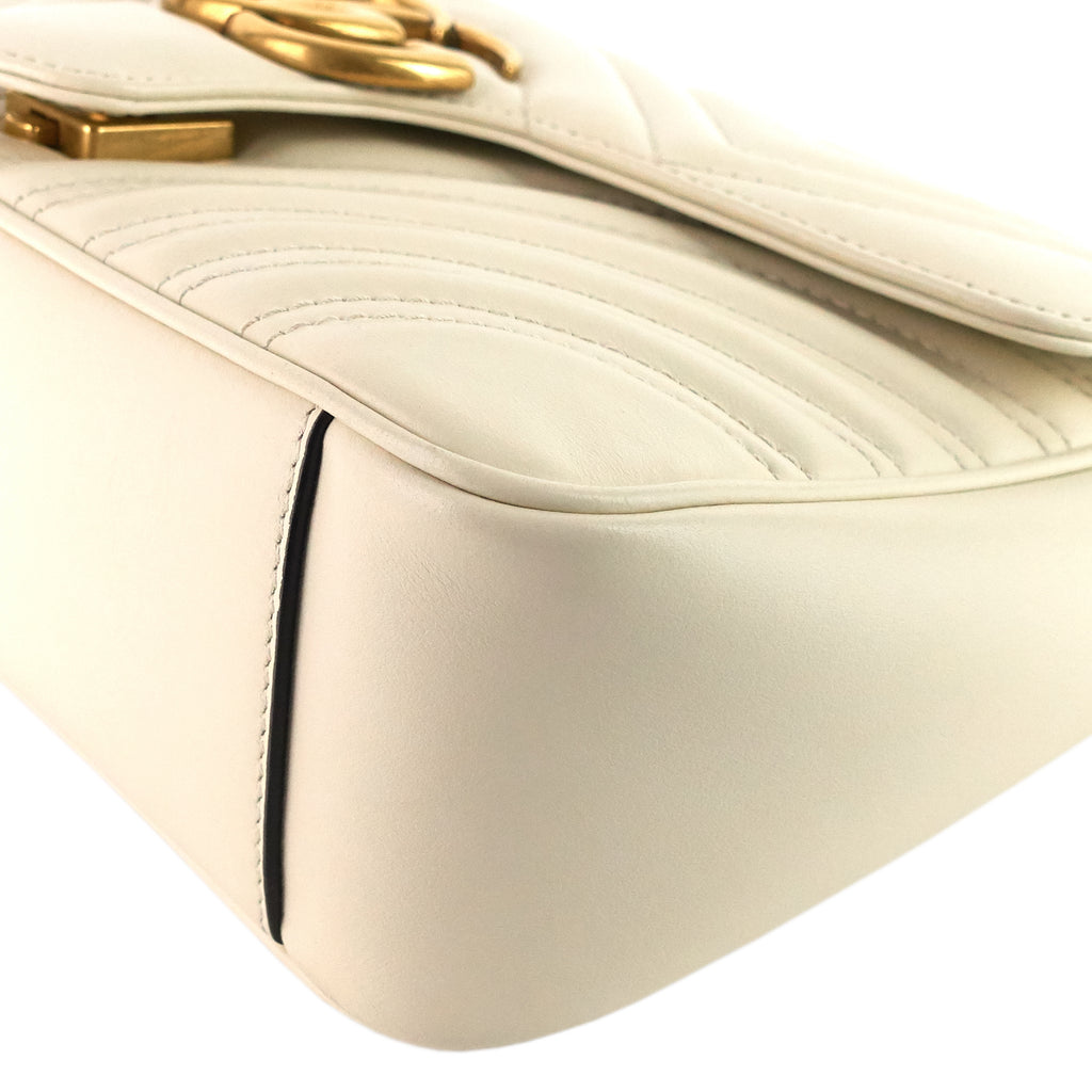 Gucci GG Marmont Small Ivory Double Chain Flap Bag
