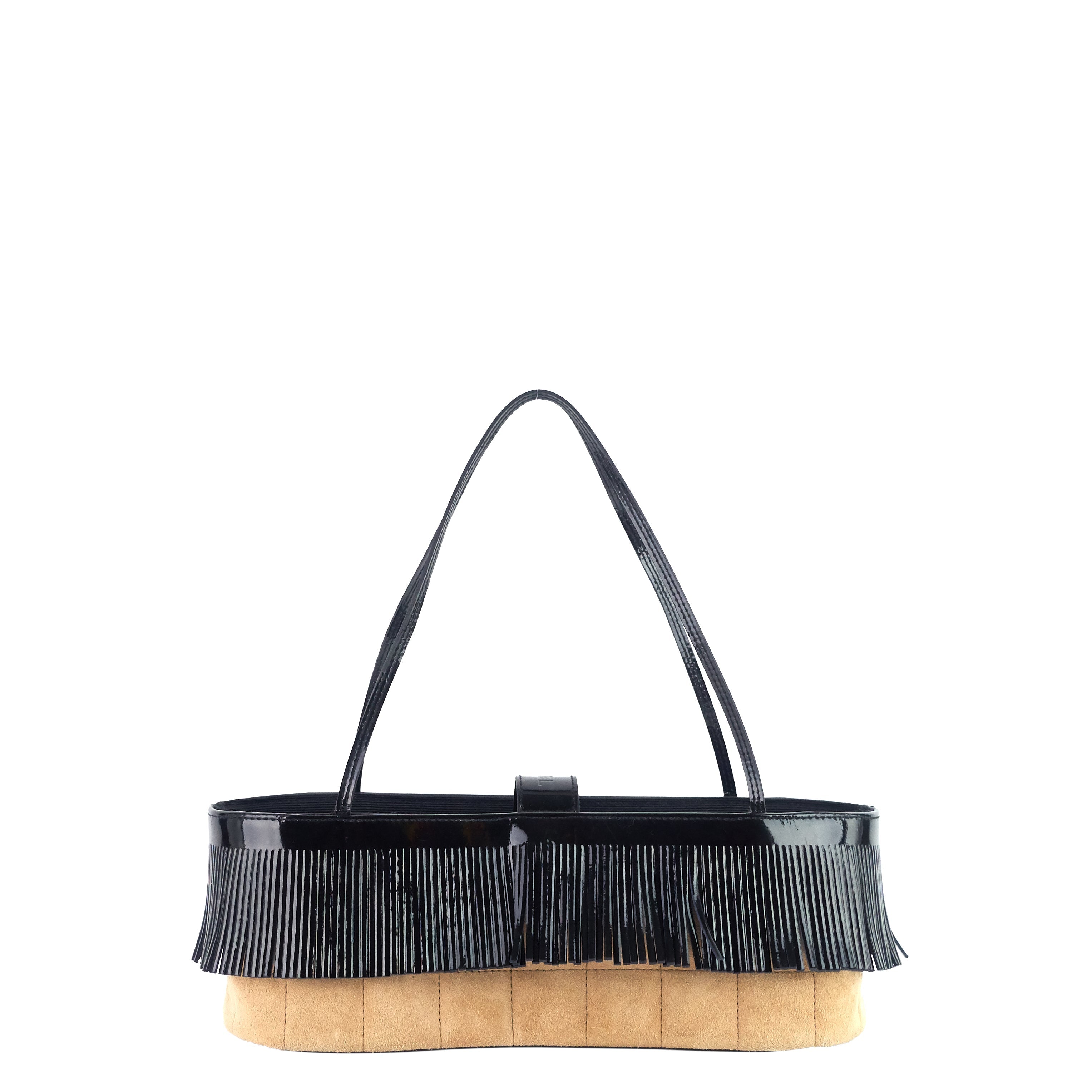 Chanel Suede and Patent Leather Mini Fringe Handbag