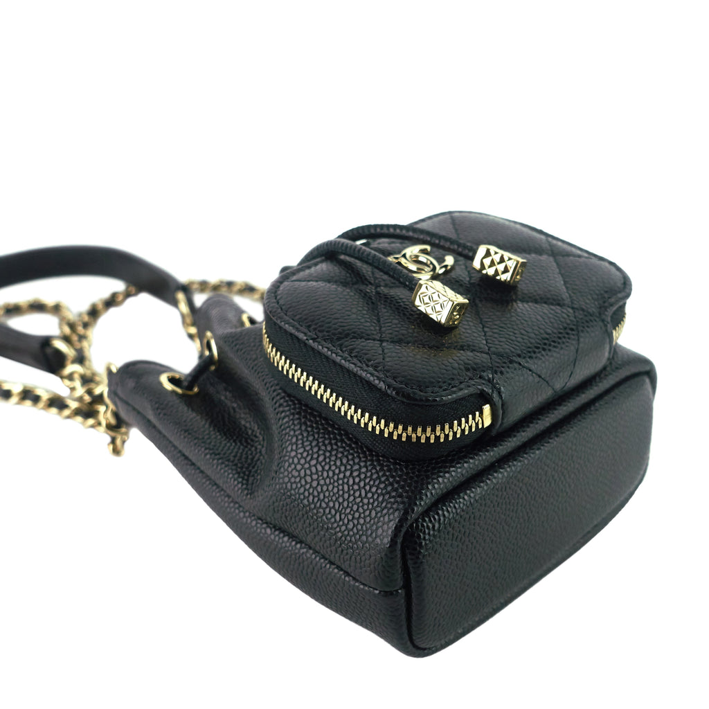 Chanel Mini CC Bucket Pocket Caviar Leather Bag