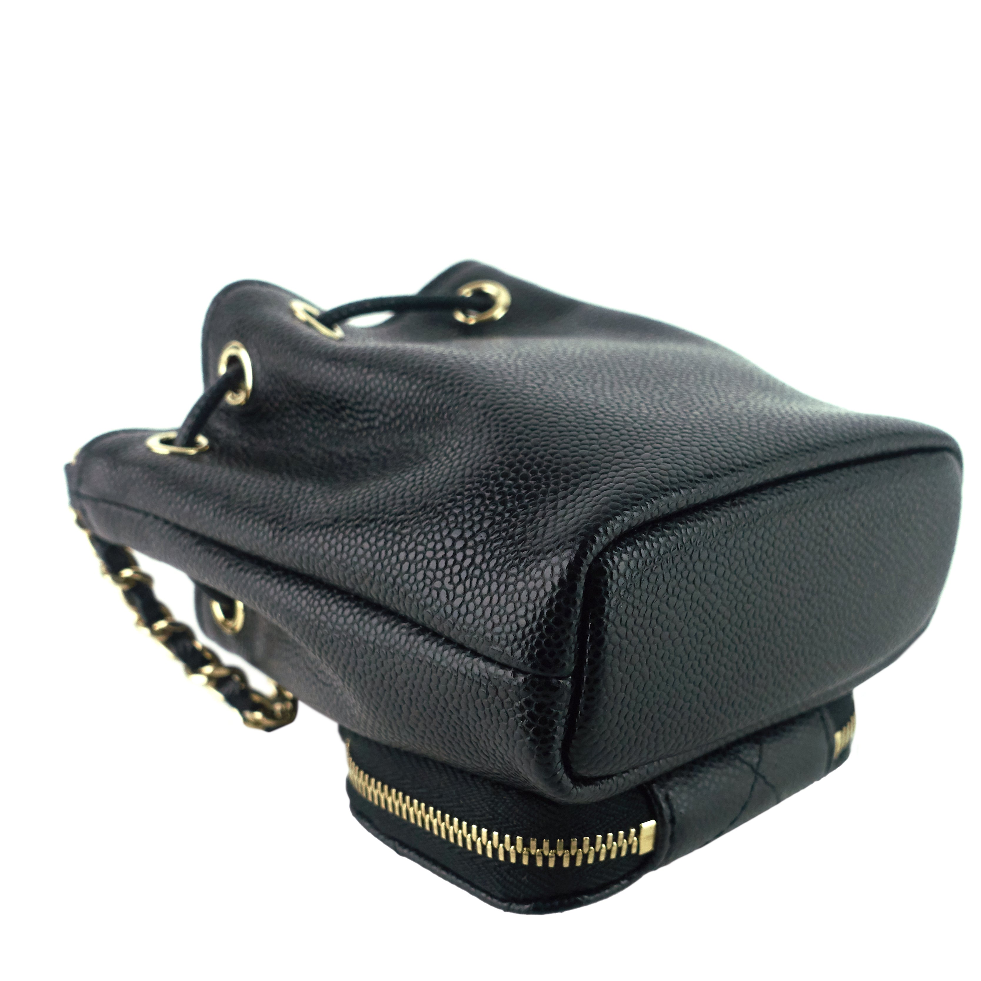 Chanel Mini CC Bucket Pocket Caviar Leather Bag