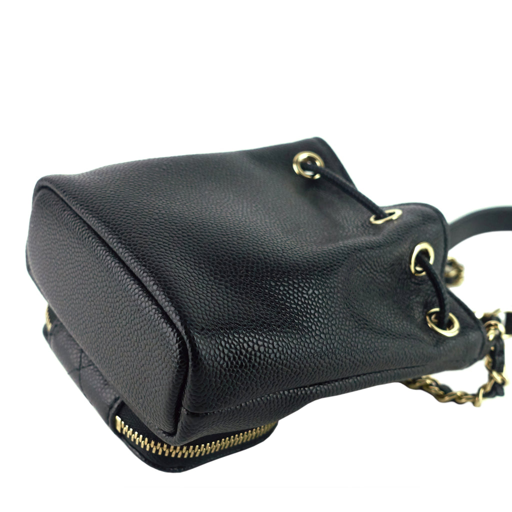 Chanel Mini CC Bucket Pocket Caviar Leather Bag