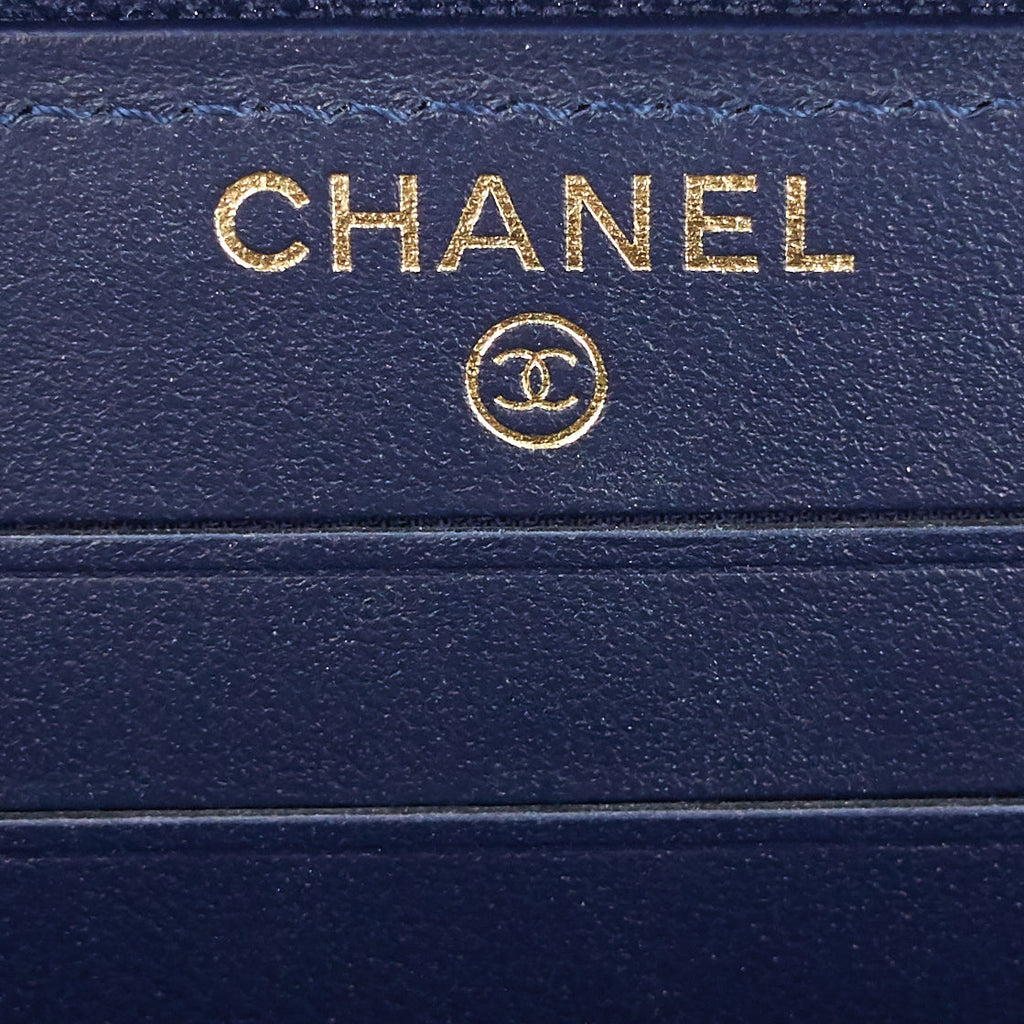 Chanel CC Timeless Zip Around Caviar Leather Wallet