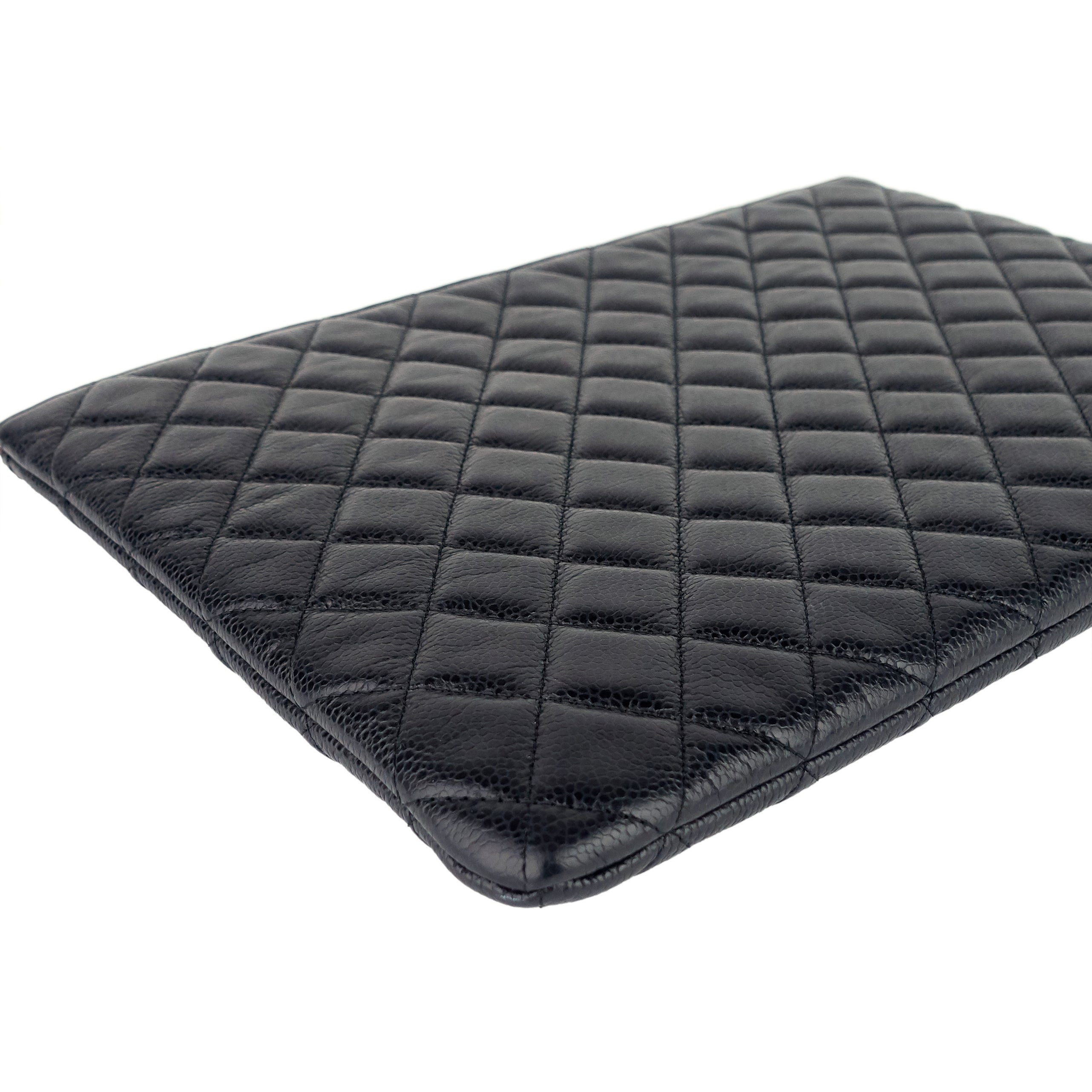 Chanel O Case Large Caviar Leather Clutch Bag