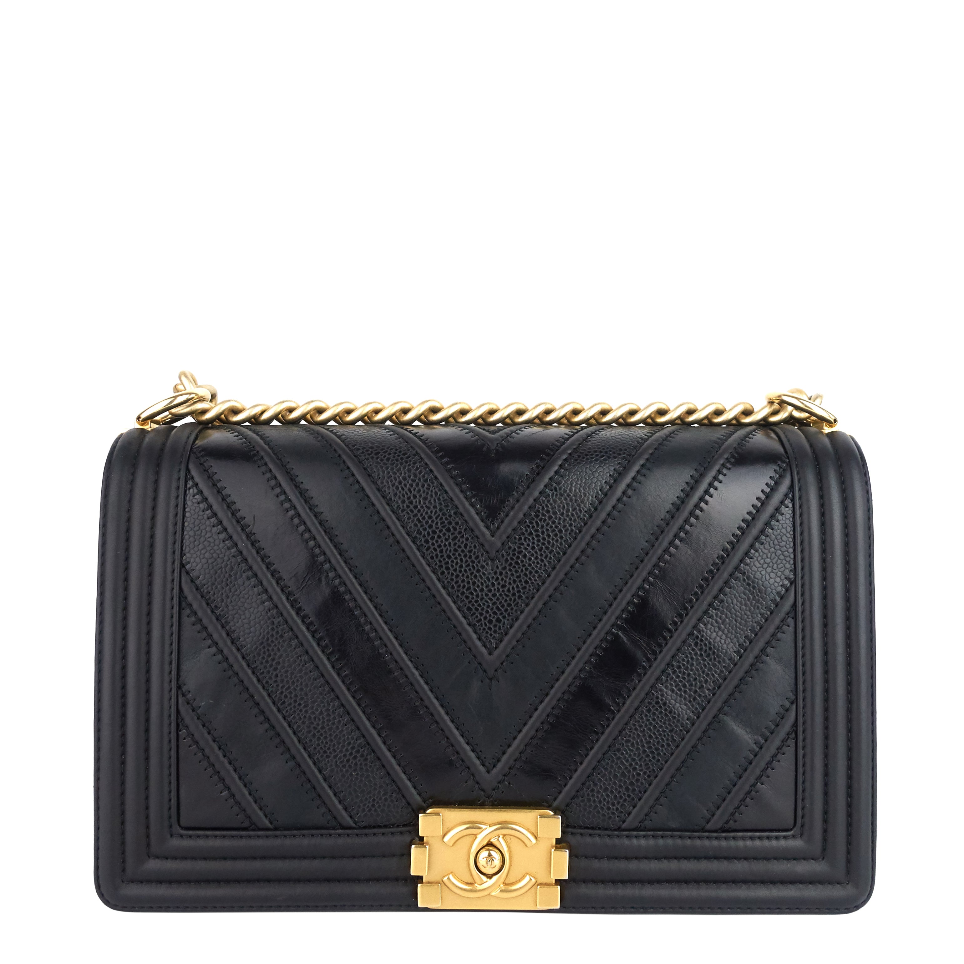 Chanel Boy Chevron Mixed Leather New Medium Bag