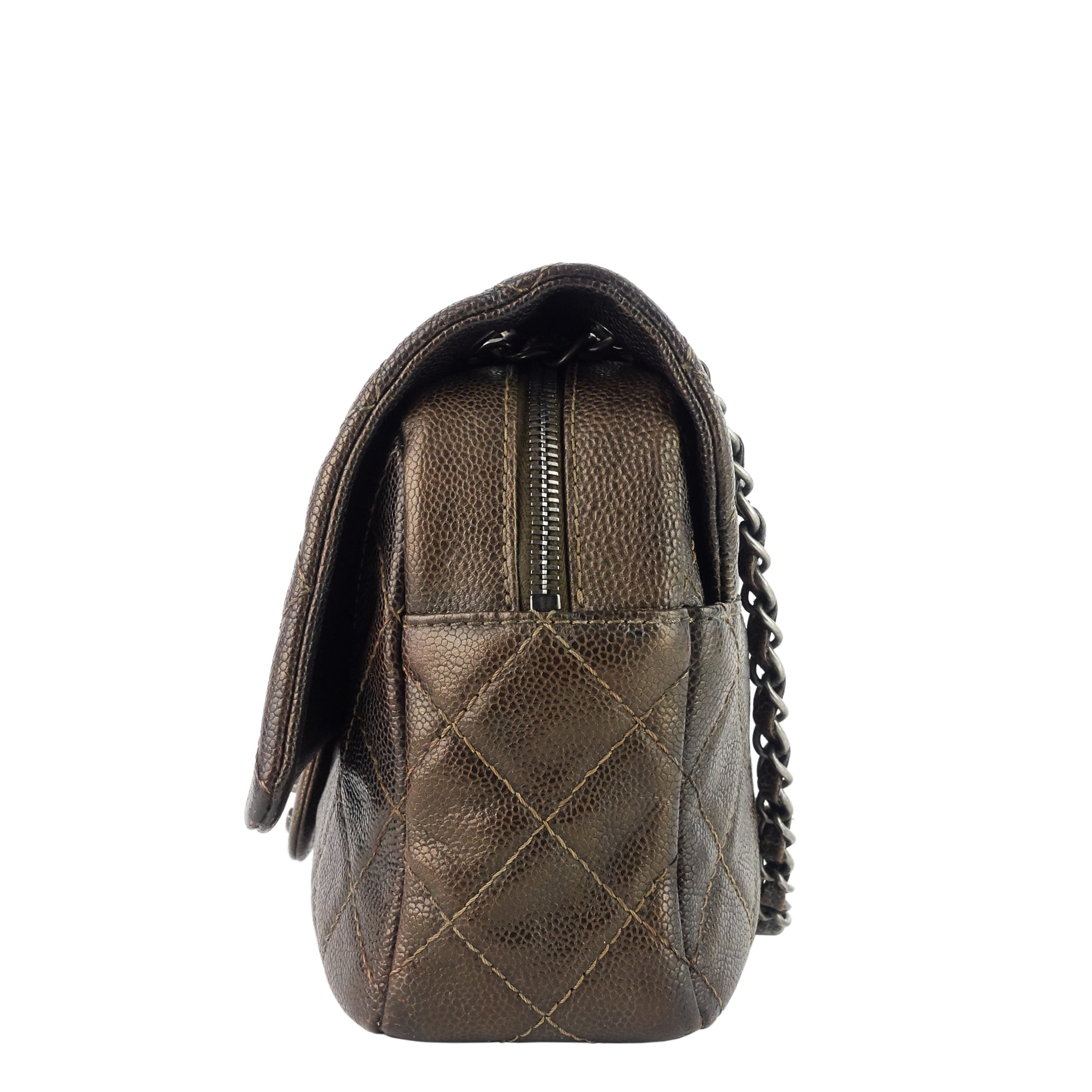 Chanel Easy Flap Jumbo Caviar Leather Shoulder Bag