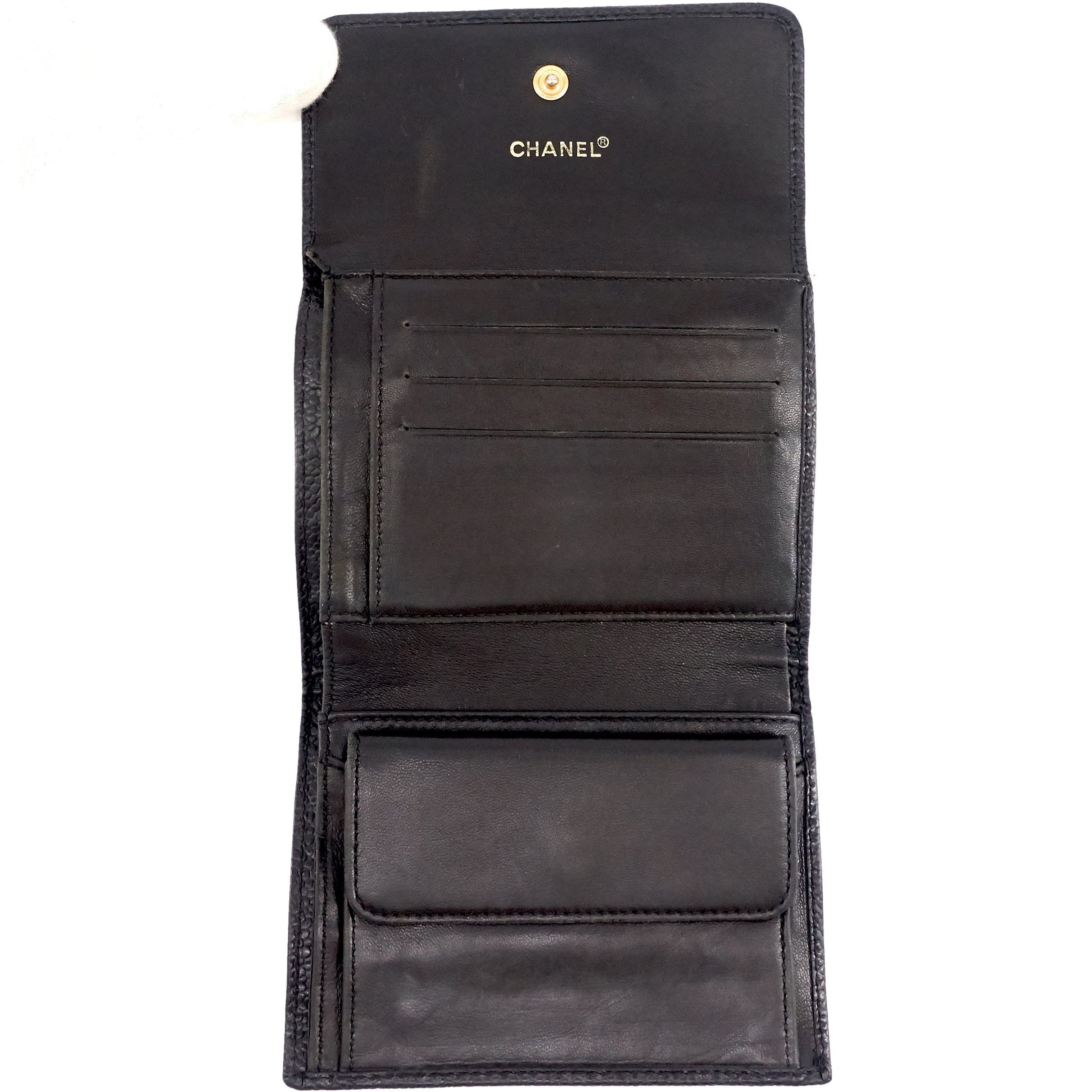 Chanel CC Timeless Trifold Caviar Leather Wallet