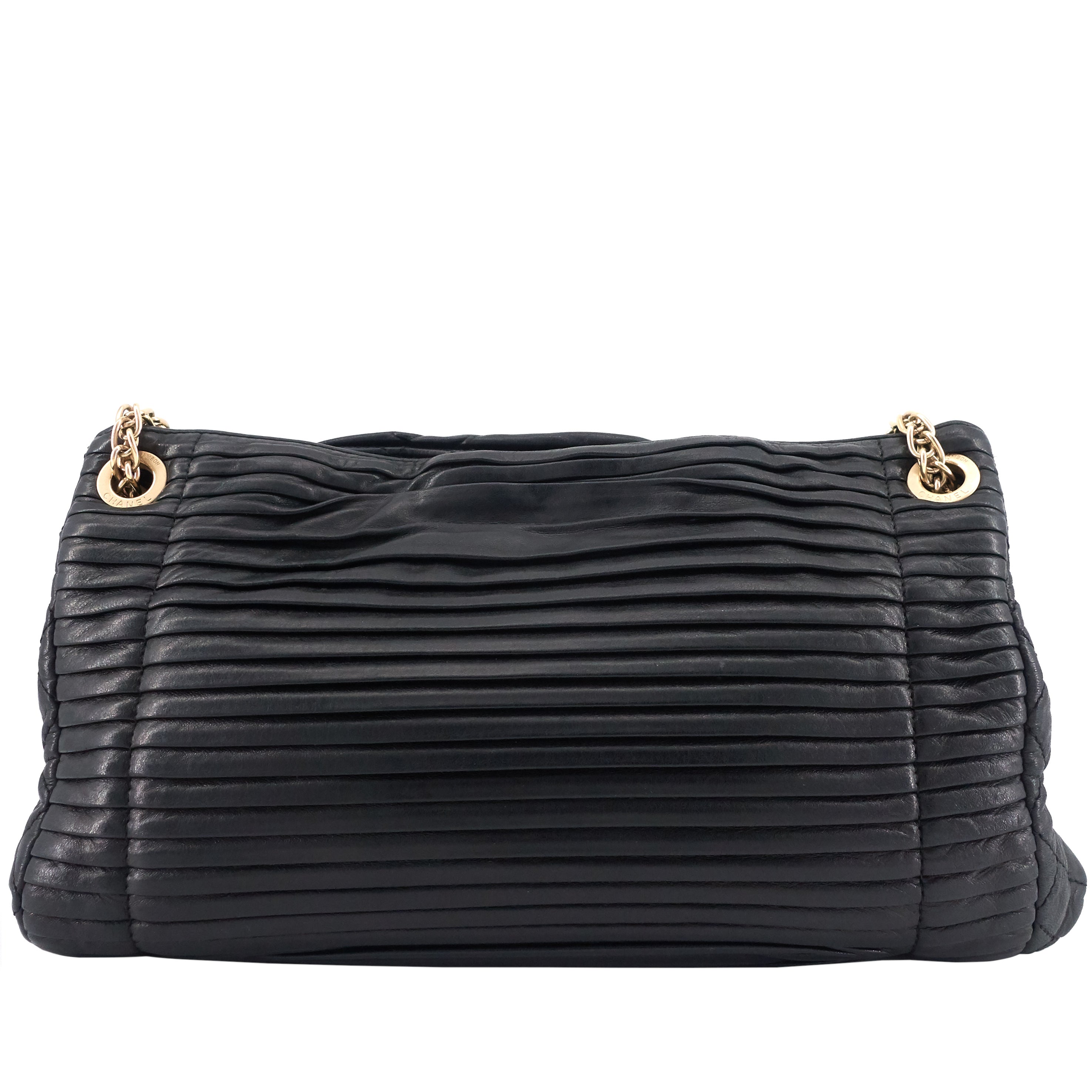 Chanel CC Accordion Pleated Lambskin Leather Chain Bag