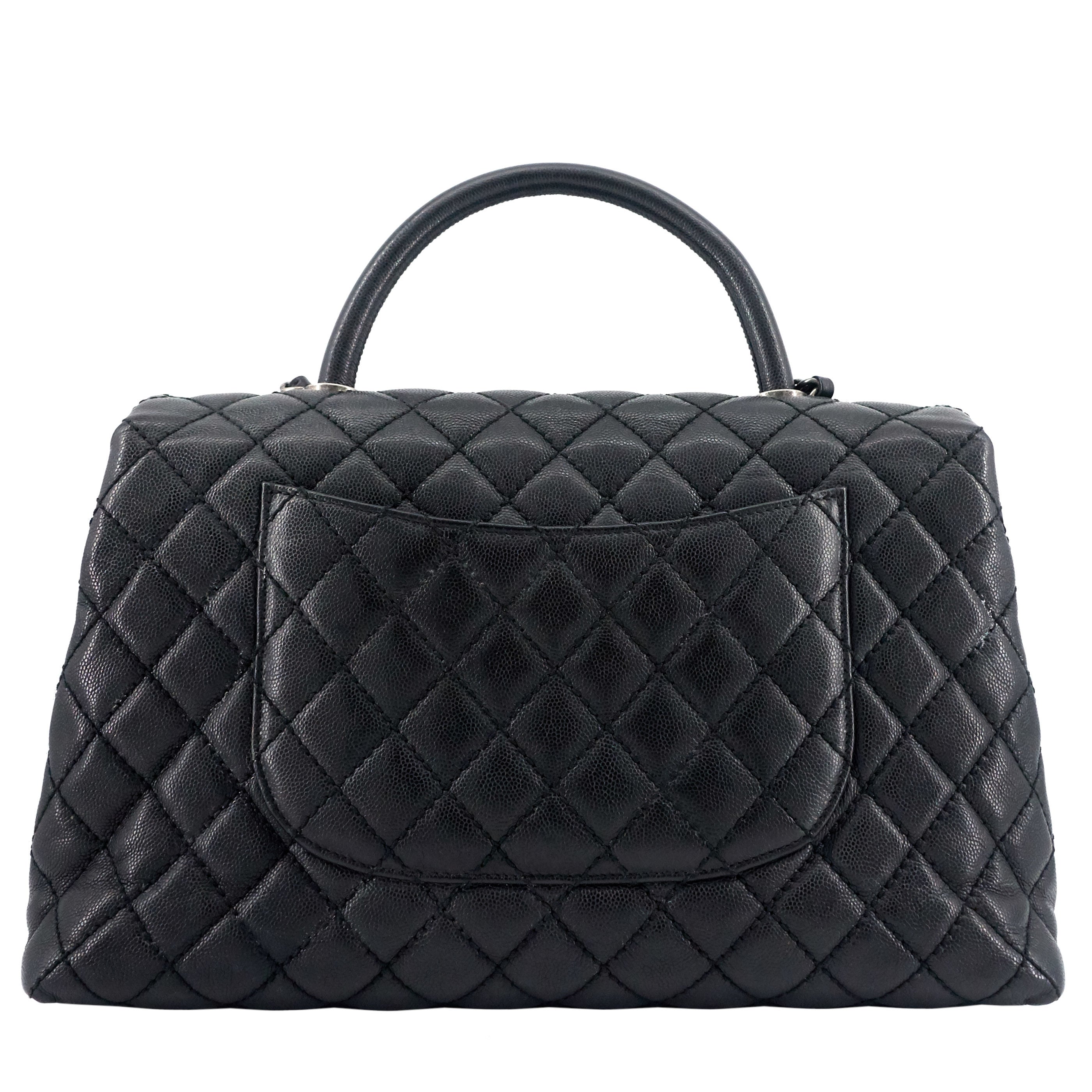 Chanel Coco Top Handle Medium Caviar Leather Bag
