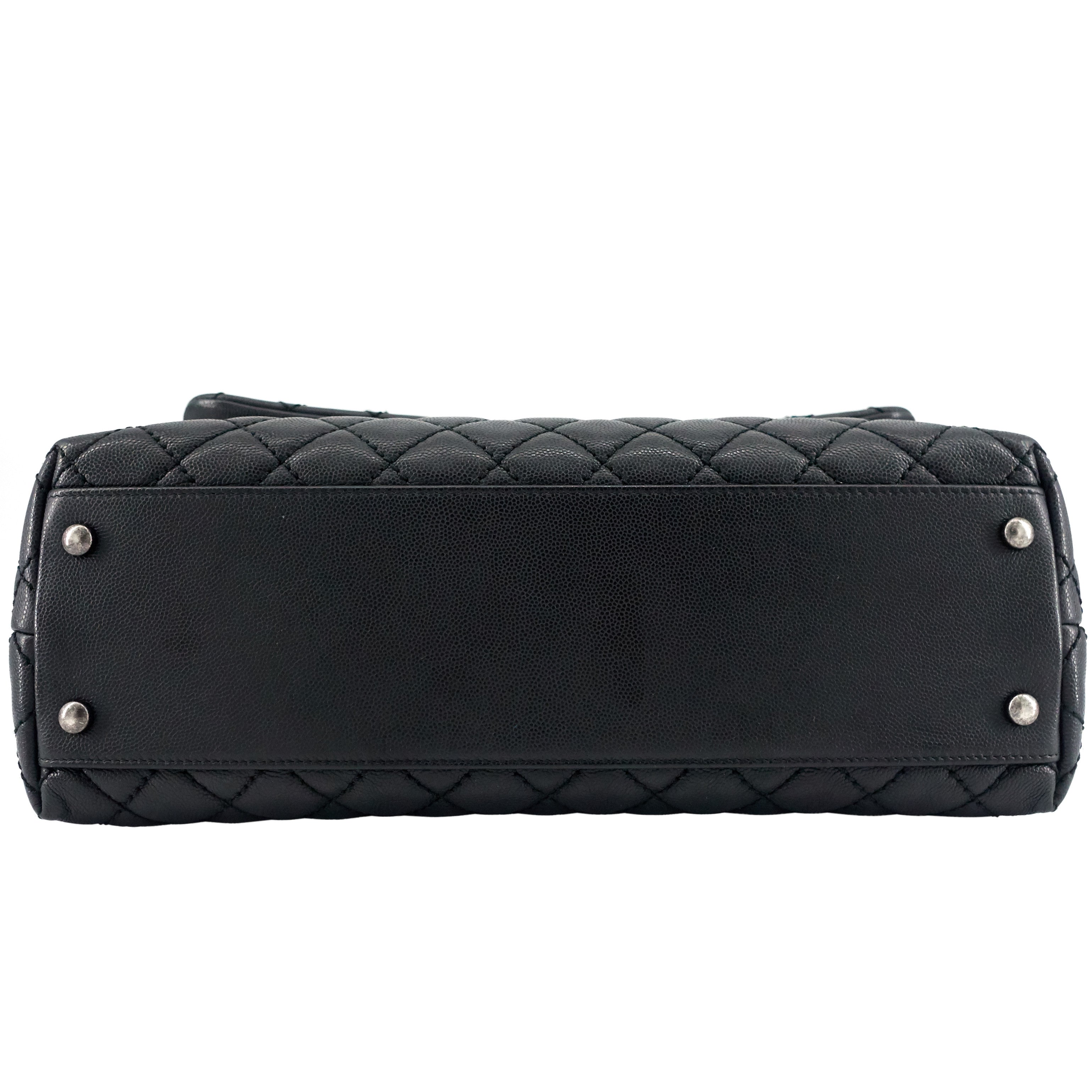 Chanel Coco Top Handle Medium Caviar Leather Bag