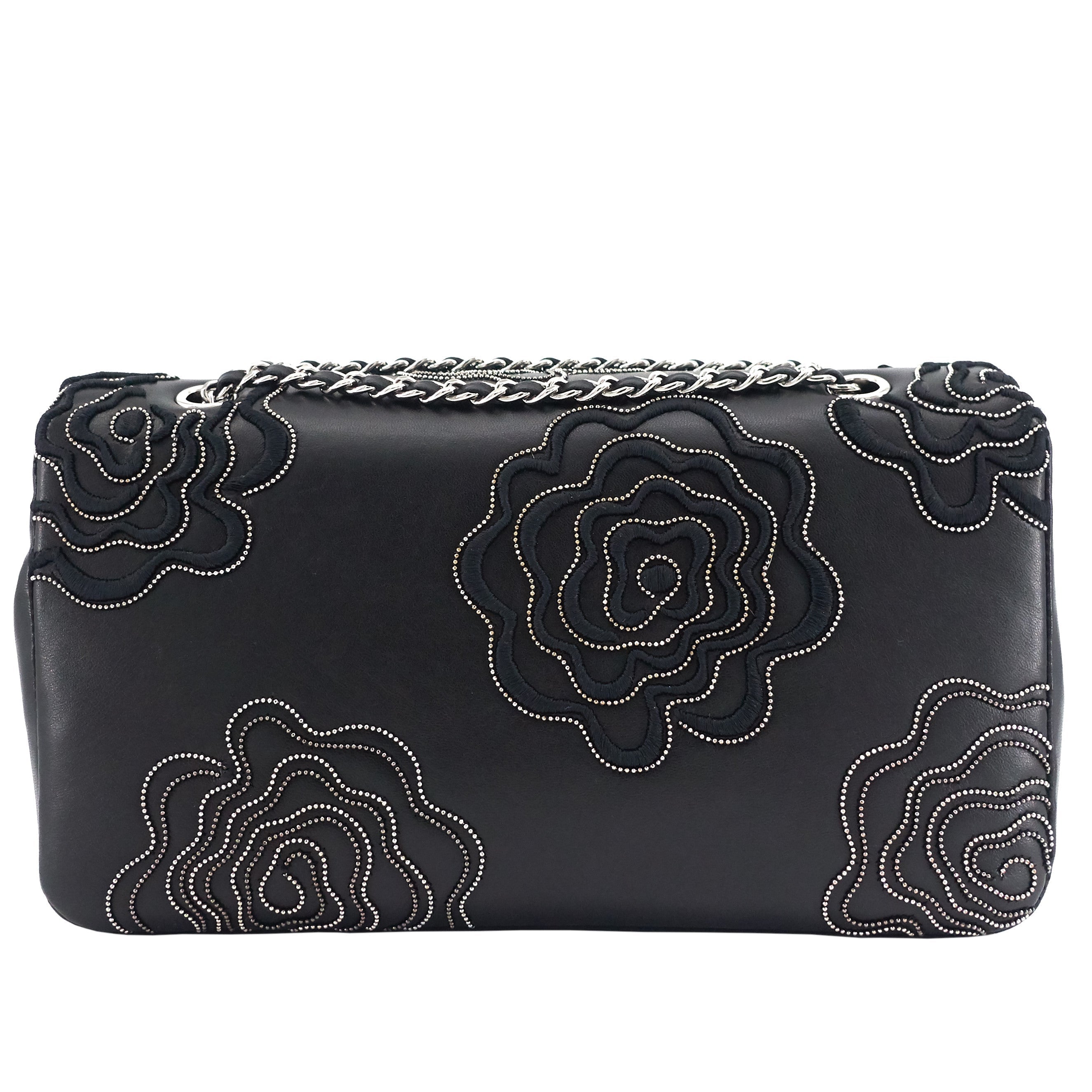 Chanel Embroidered Camellia Follies Medium Lambskin Leather Flap Bag