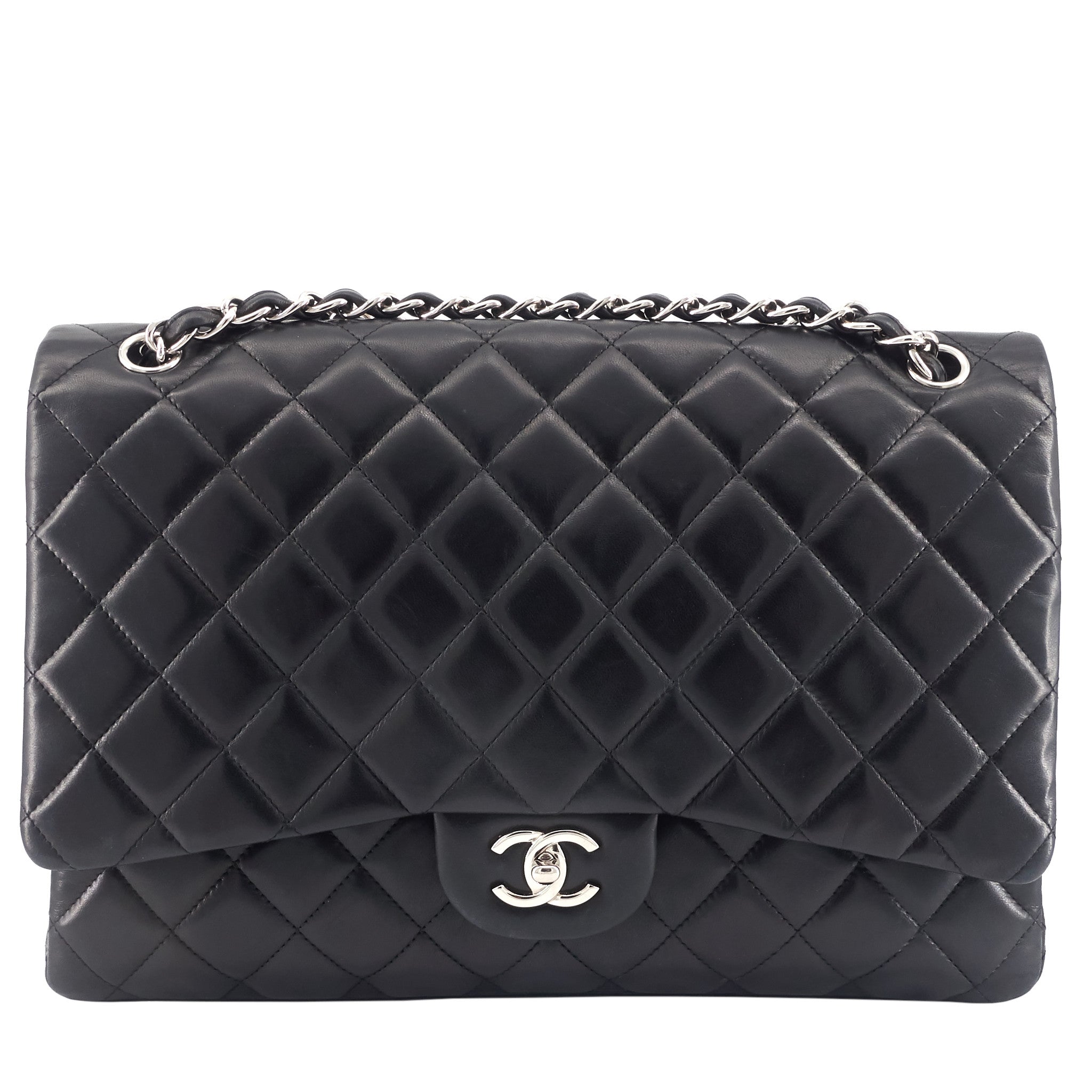 Chanel Classic Maxi Single Flap Lambskin Leather Bag