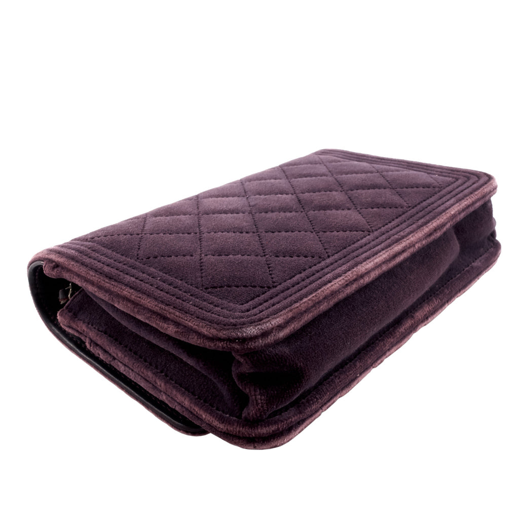 Chanel Boy Quilted Velvet Wallet on Chain Bag