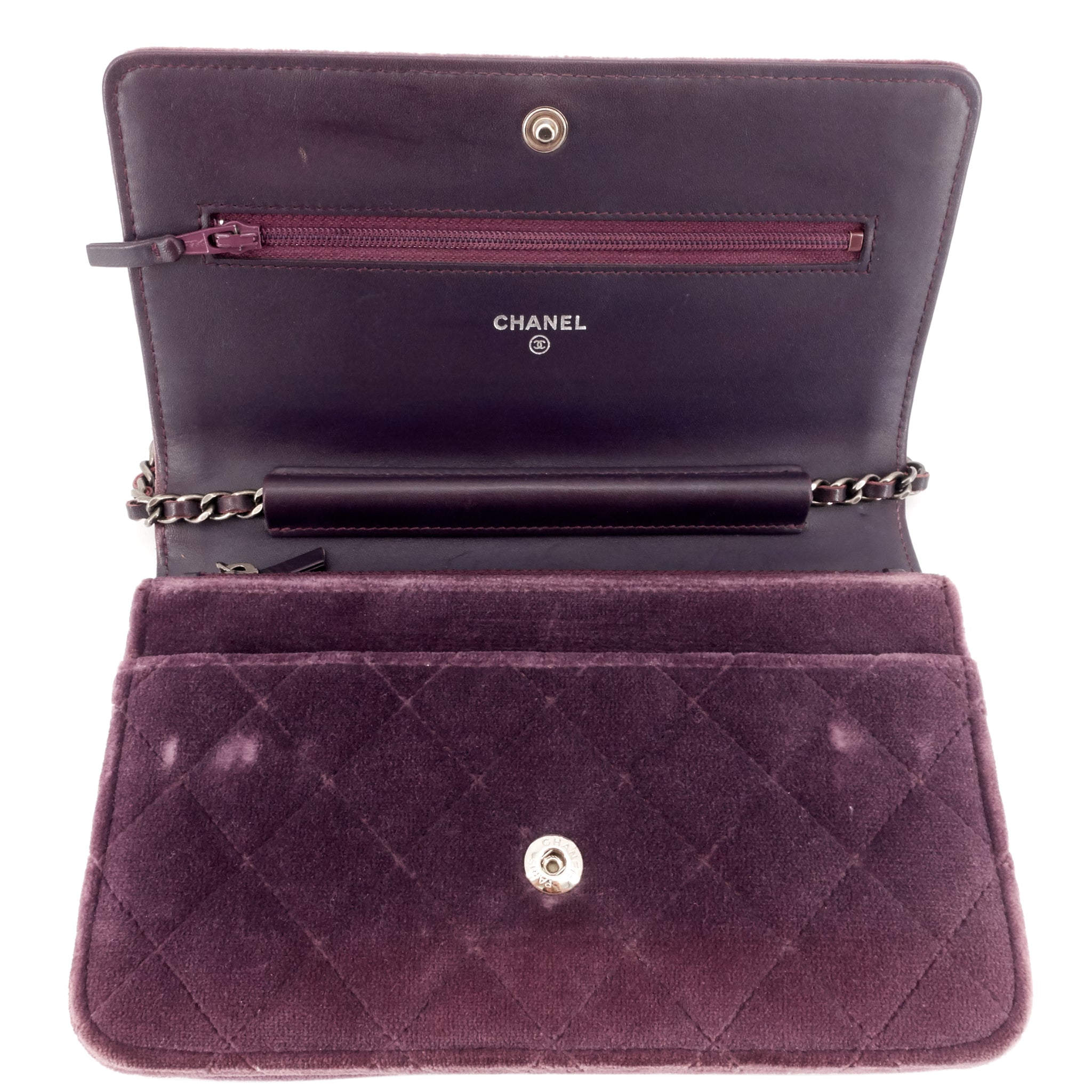 Chanel Boy Quilted Velvet Wallet on Chain Bag