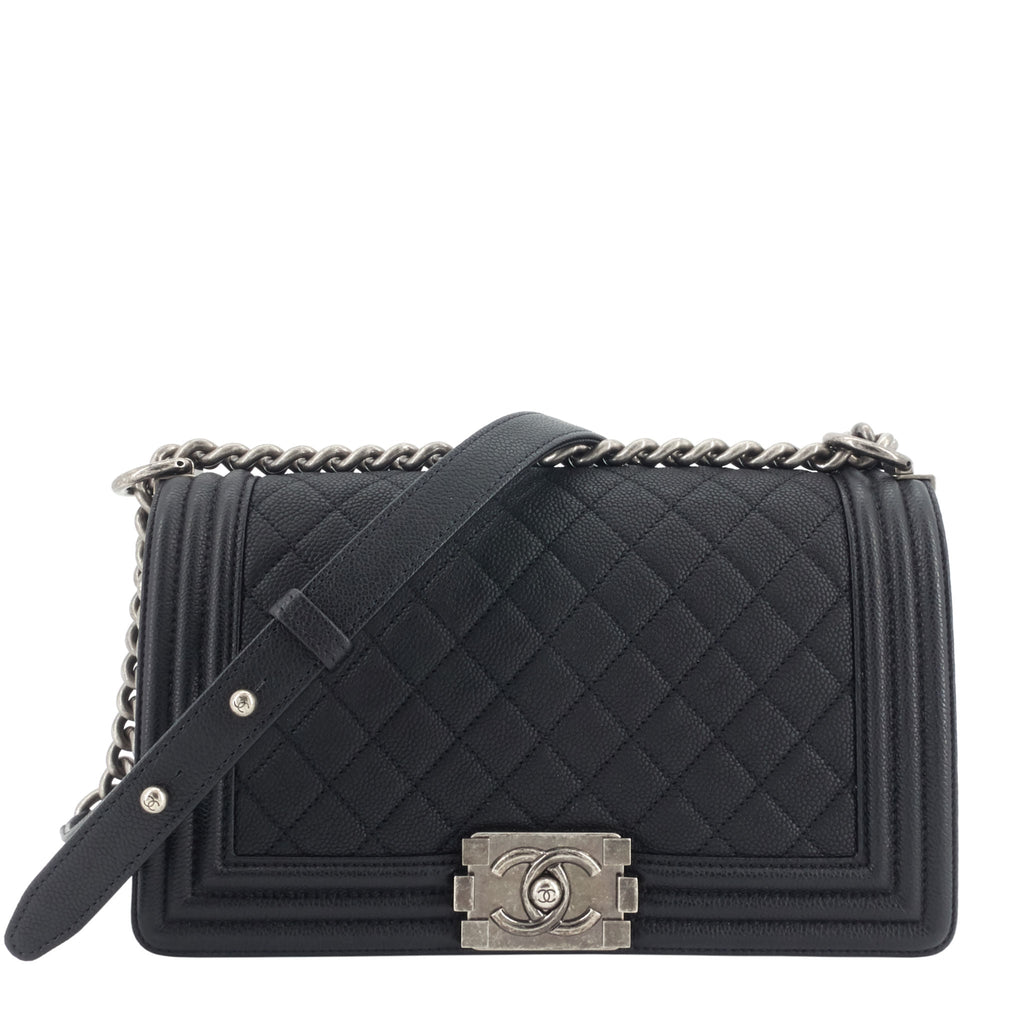 Chanel Boy Old Medium Caviar Leather Bag