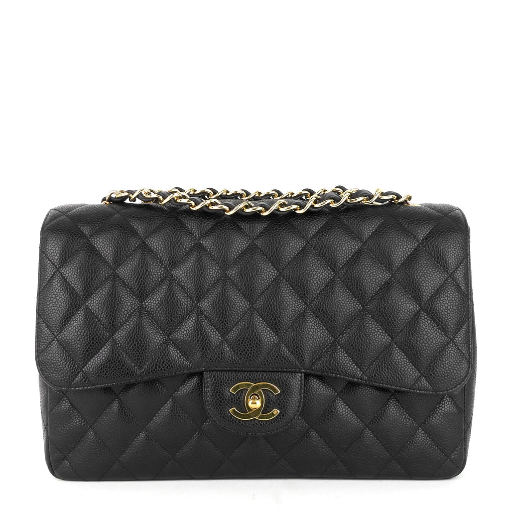 Chanel Classic Single Flap Jumbo Caviar Leather Bag
