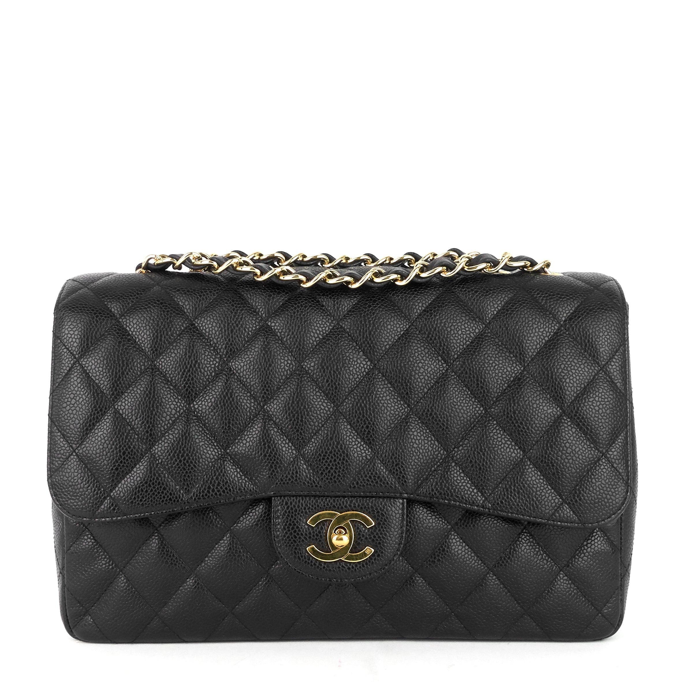 Chanel Classic Single Flap Jumbo Caviar Leather Bag