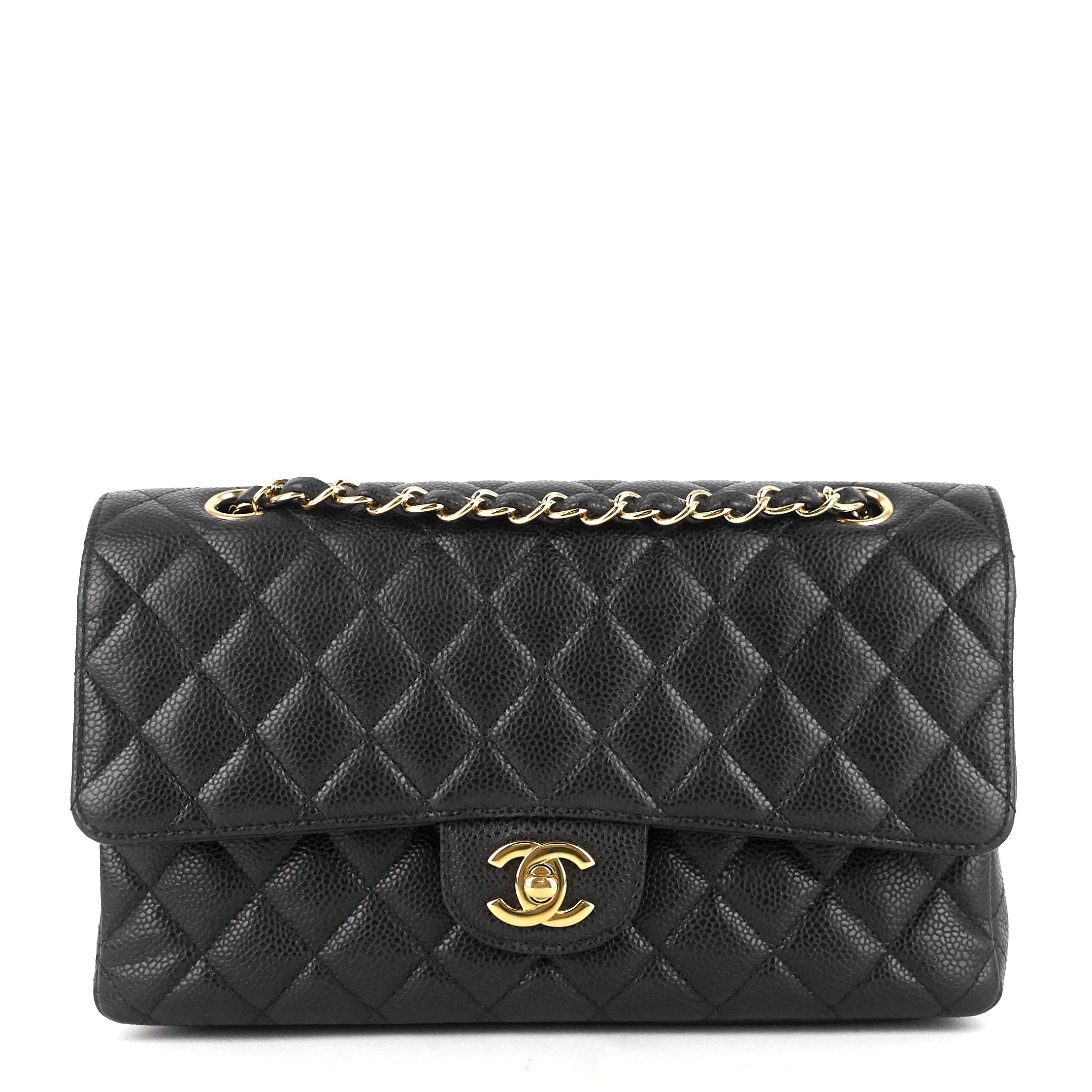 Chanel Double Flap Quilted Caviar Leather Bag