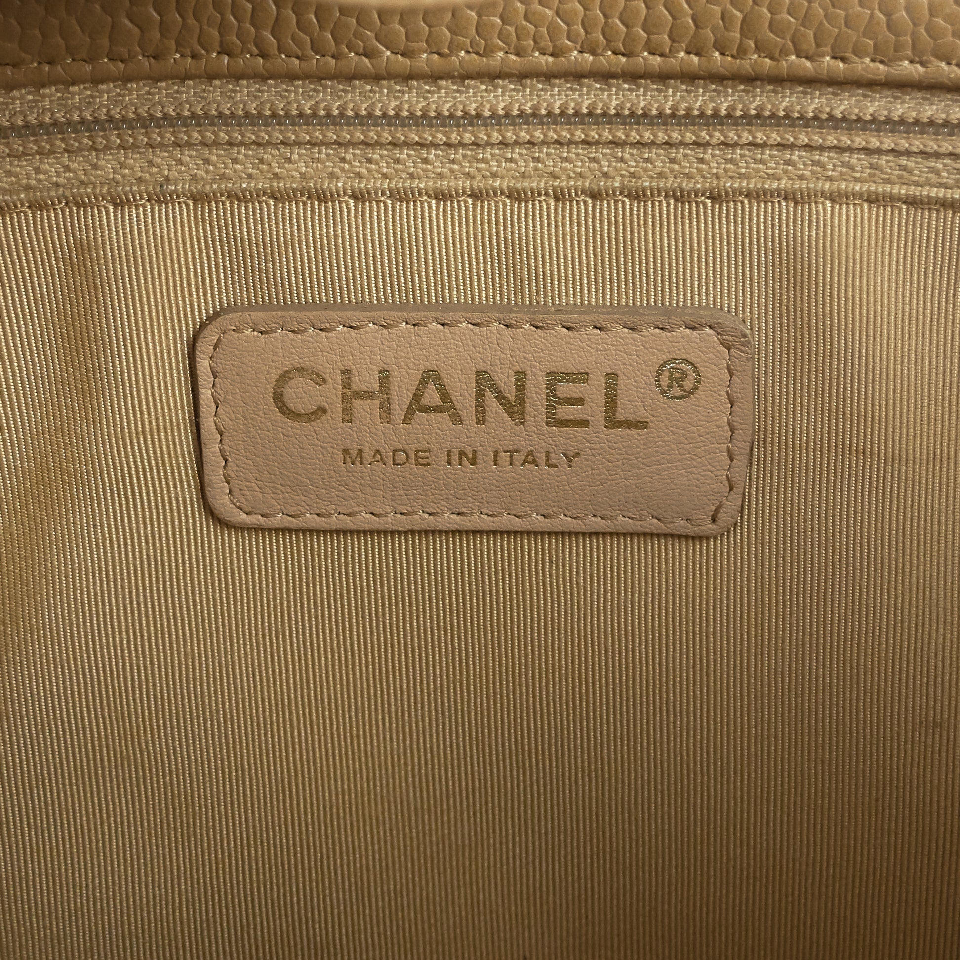 Chanel Petite Shopping Tote Quilted Caviar Leather Bag
