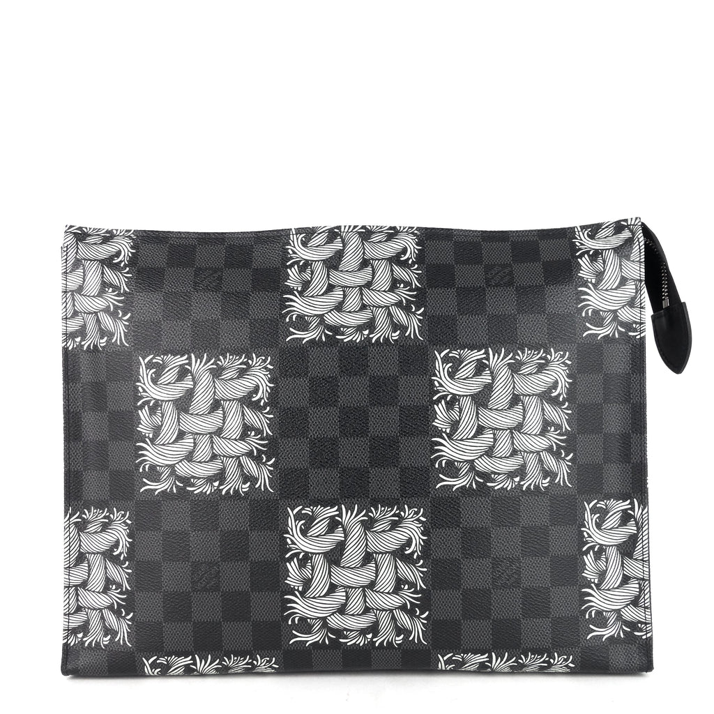 Louis Vuitto Pochette Voyage Rope Damier Graphite Canvas Clutch Bag