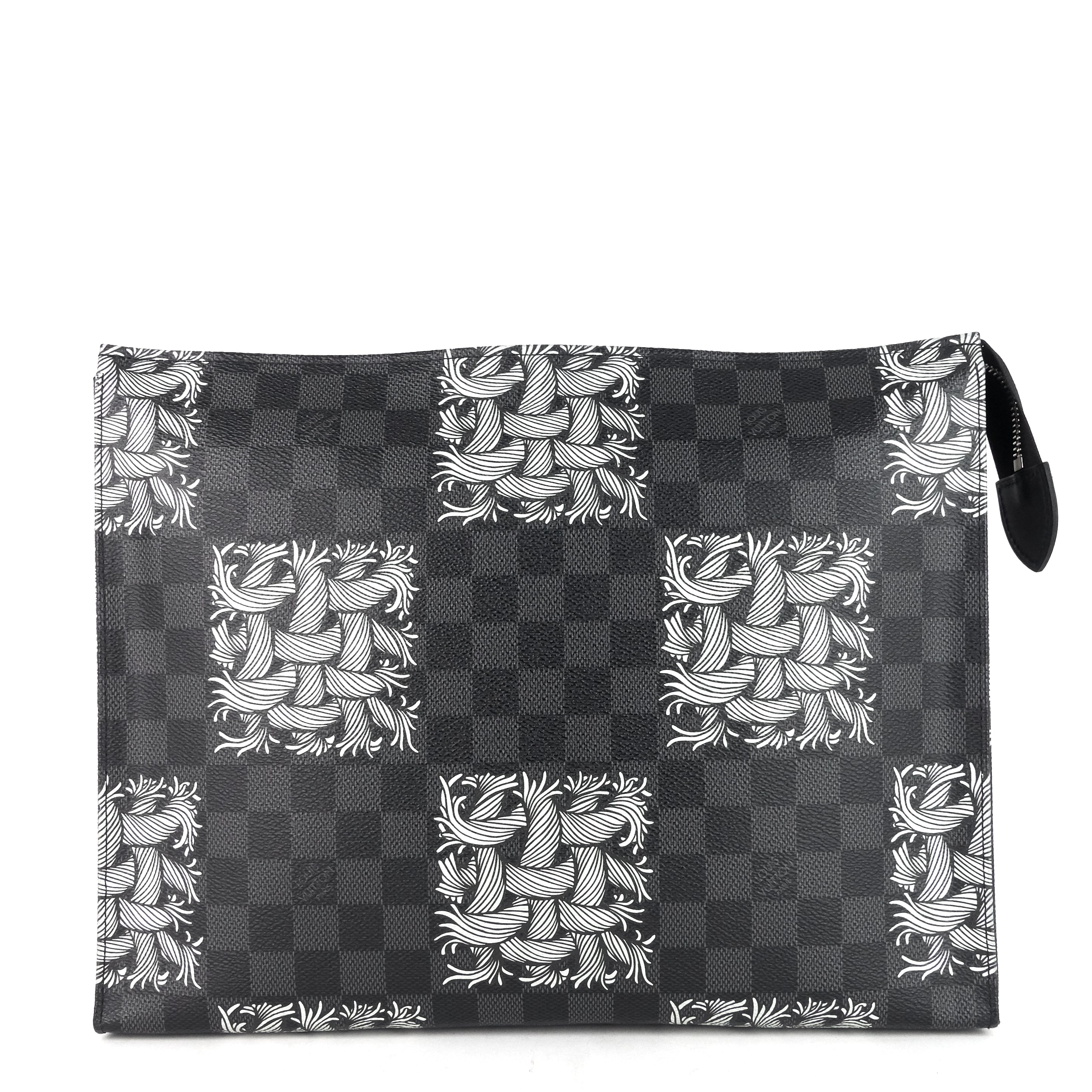 Louis Vuitto Pochette Voyage Rope Damier Graphite Canvas Clutch Bag
