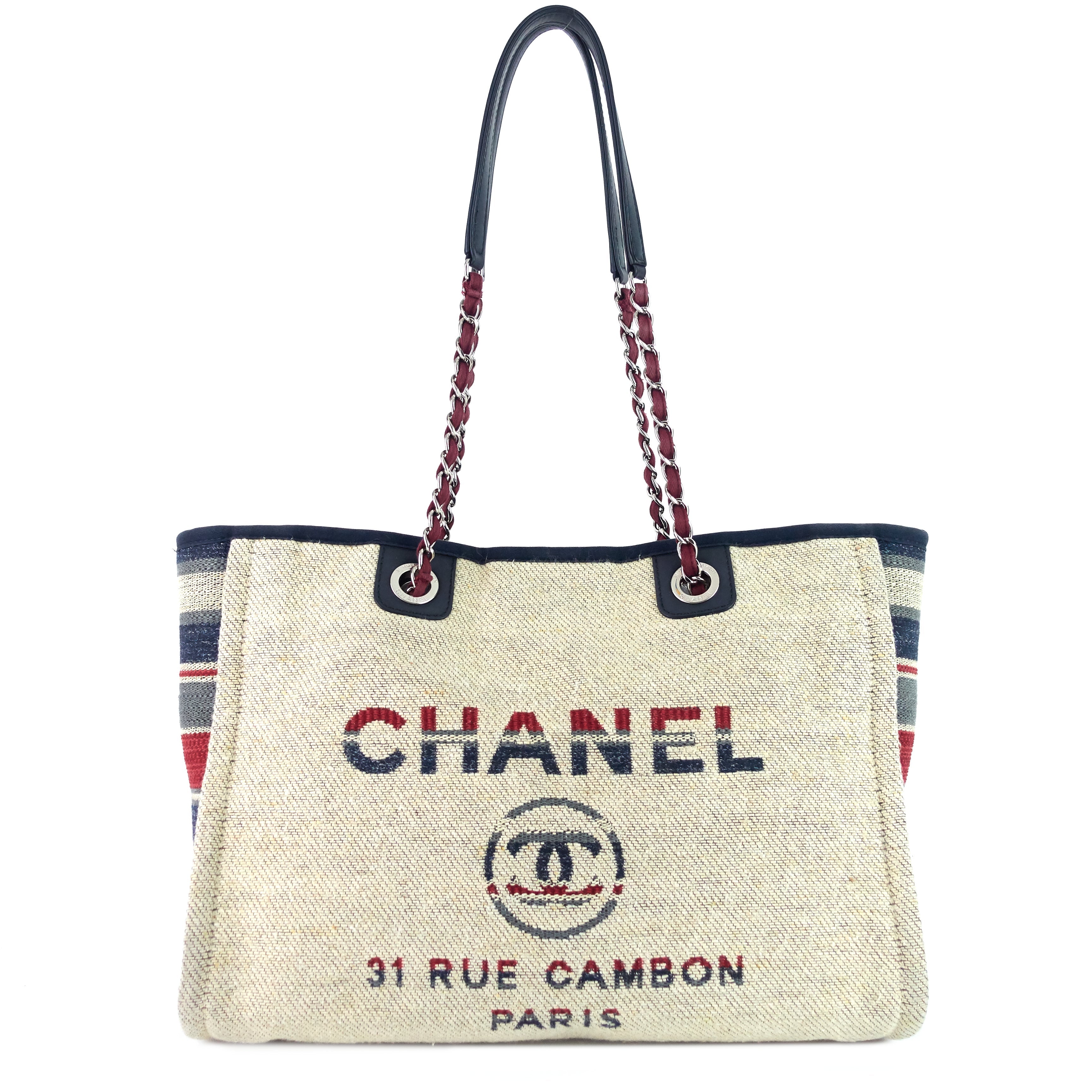 Chanel Deauville Small Canvas Shopping Tote Bag