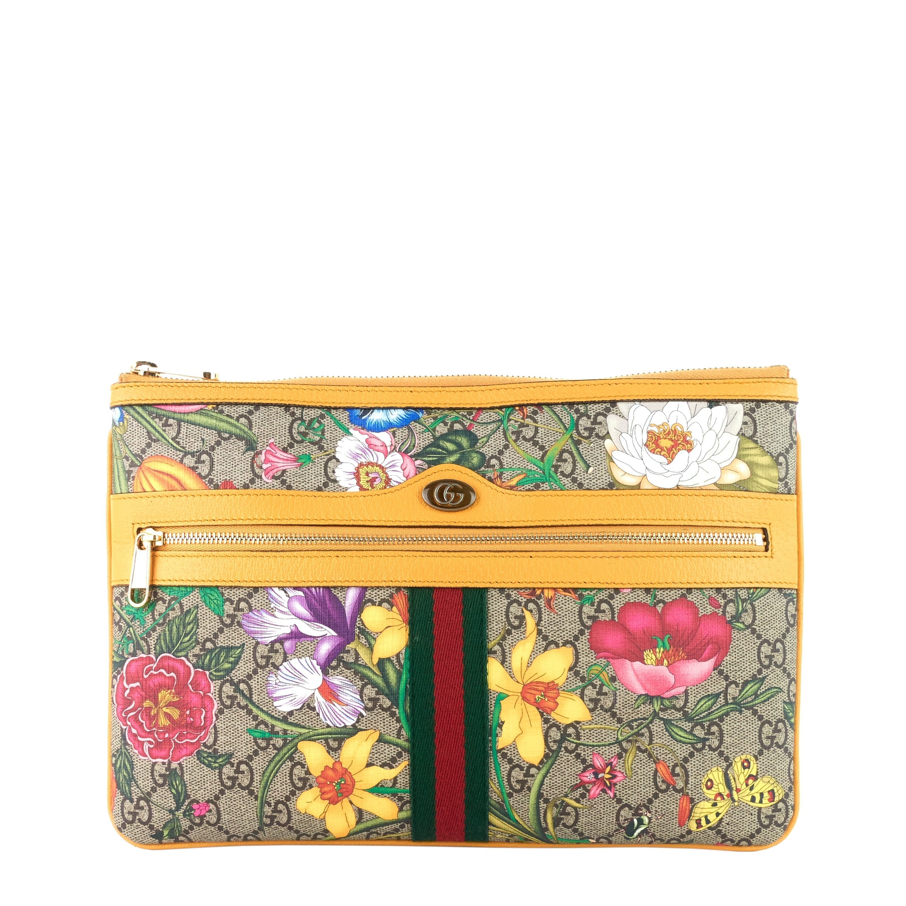 Gucci Ophidia GG Supreme Canvas Floral Clutch Bag