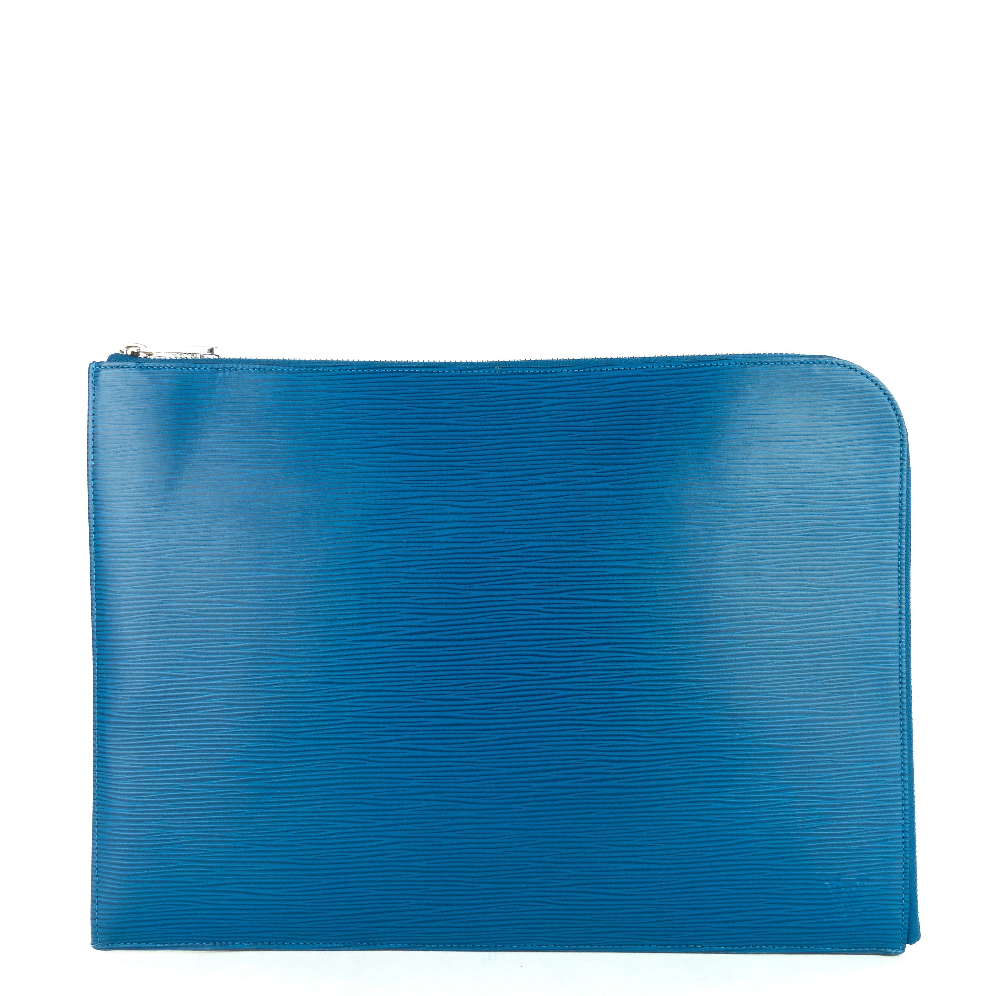 Louis Vuitto Pochette Jour PM Blue Epi Leather Clutch Bag