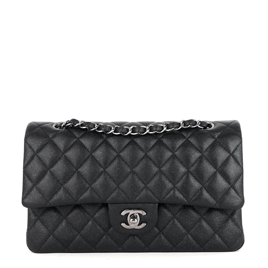 Chanel Double Flap Quilted Caviar Leather Bag