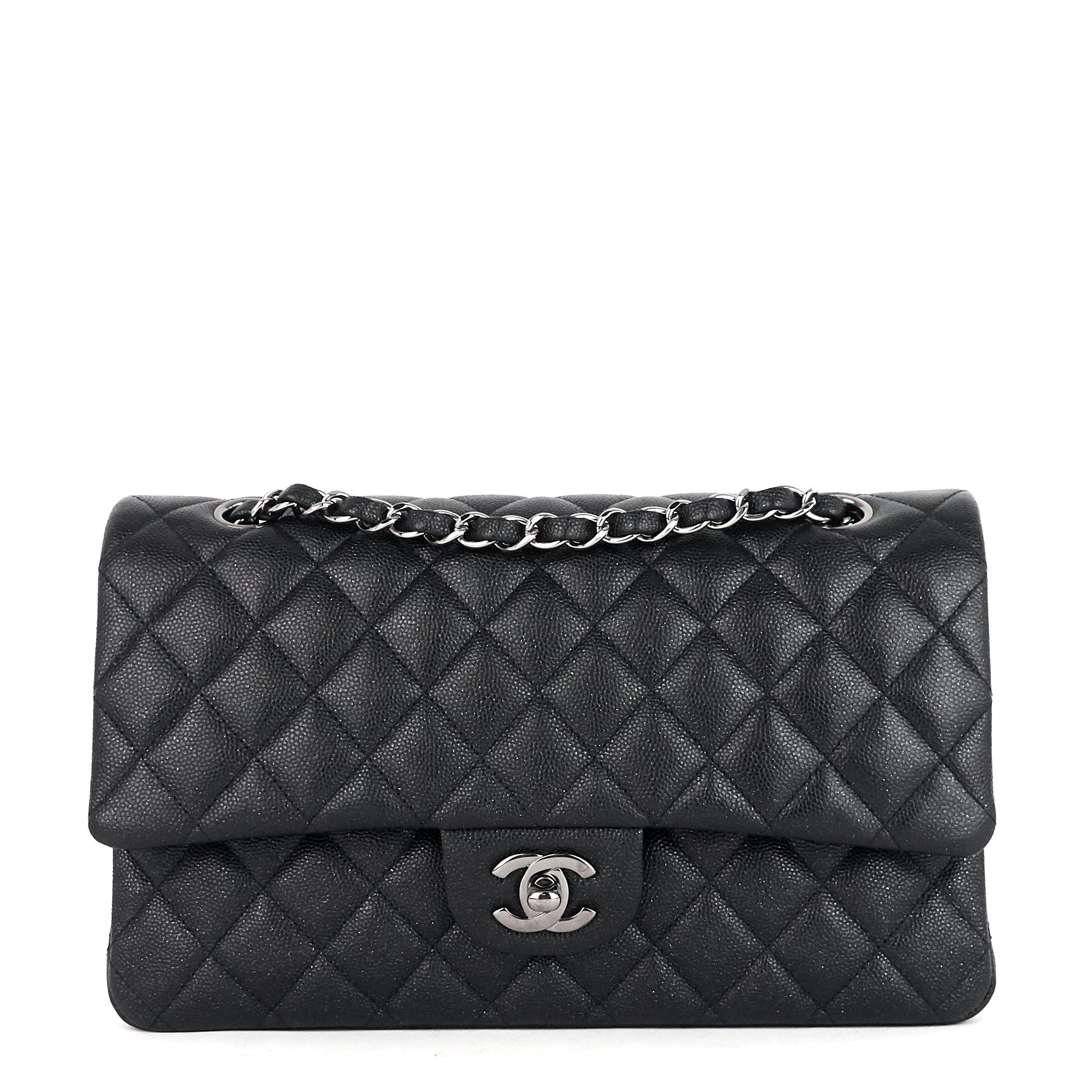 Chanel Double Flap Quilted Caviar Leather Bag