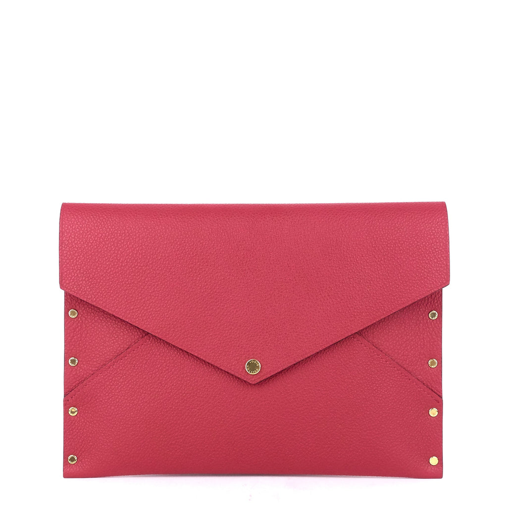 Louis Vuitto Enveloppe MM Rivets Grained Leather Clutch Bag