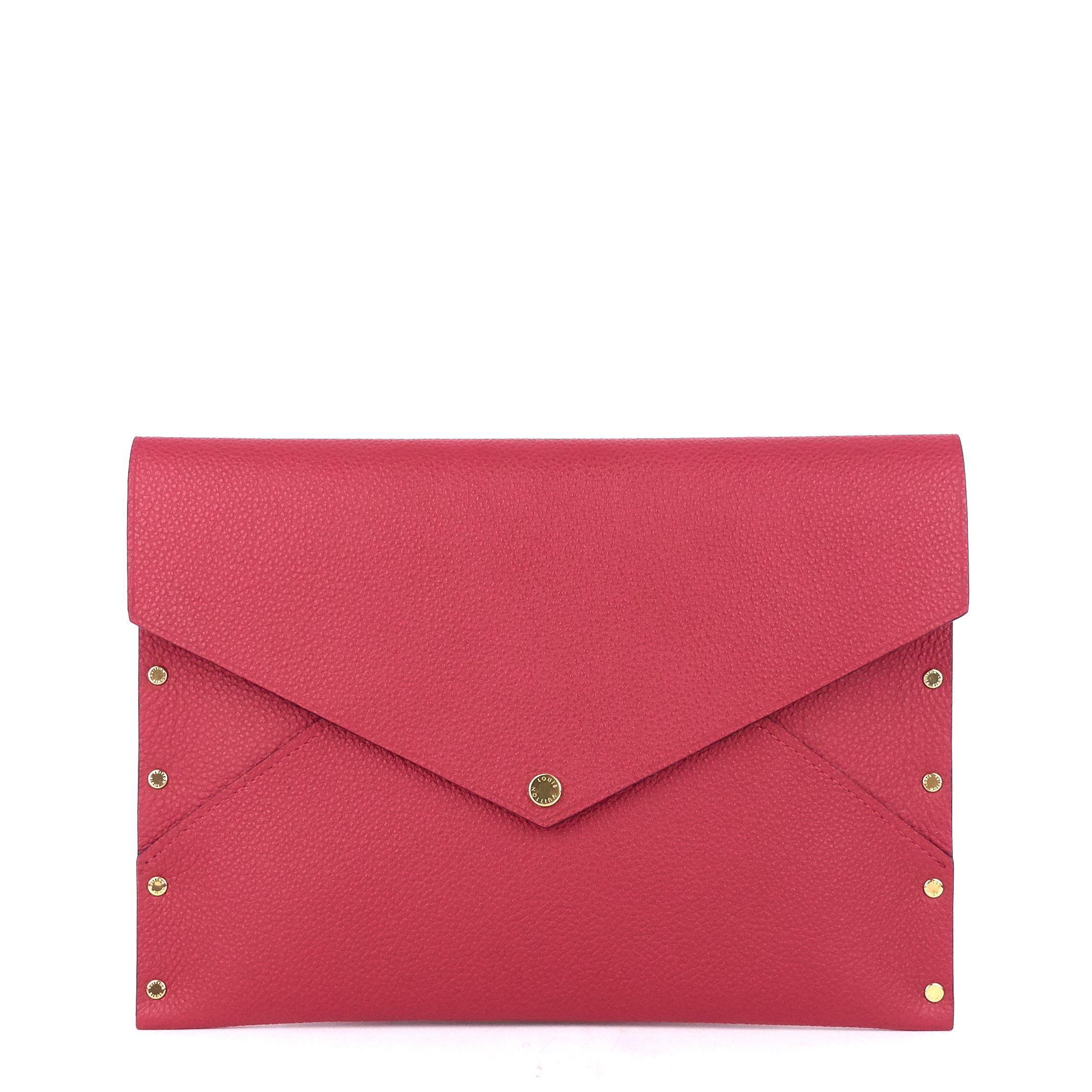 Louis Vuitto Enveloppe MM Rivets Grained Leather Clutch Bag