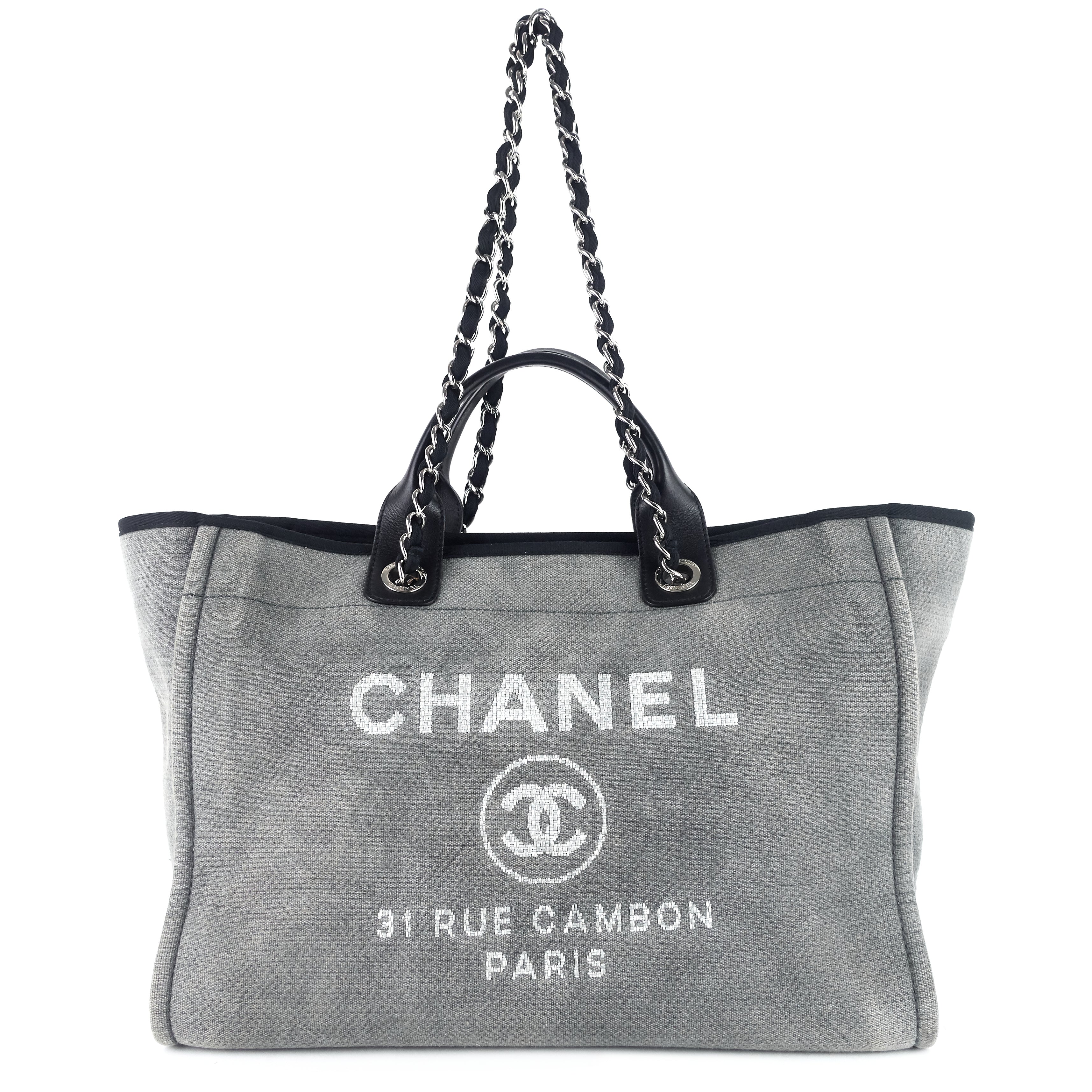 Chanel Deauville Medium Canvas Shopping Tote Bag
