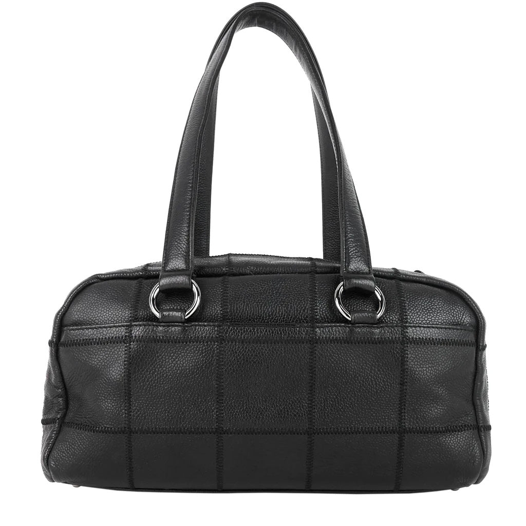 Chanel Choco Bar Black Quilted Caviar Leather Shoulder Bag