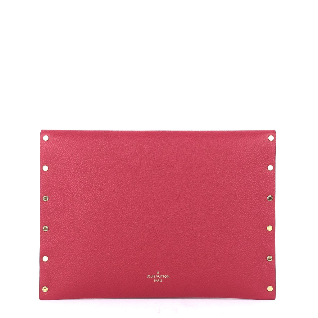 Louis Vuitto Enveloppe MM Rivets Grained Leather Clutch Bag