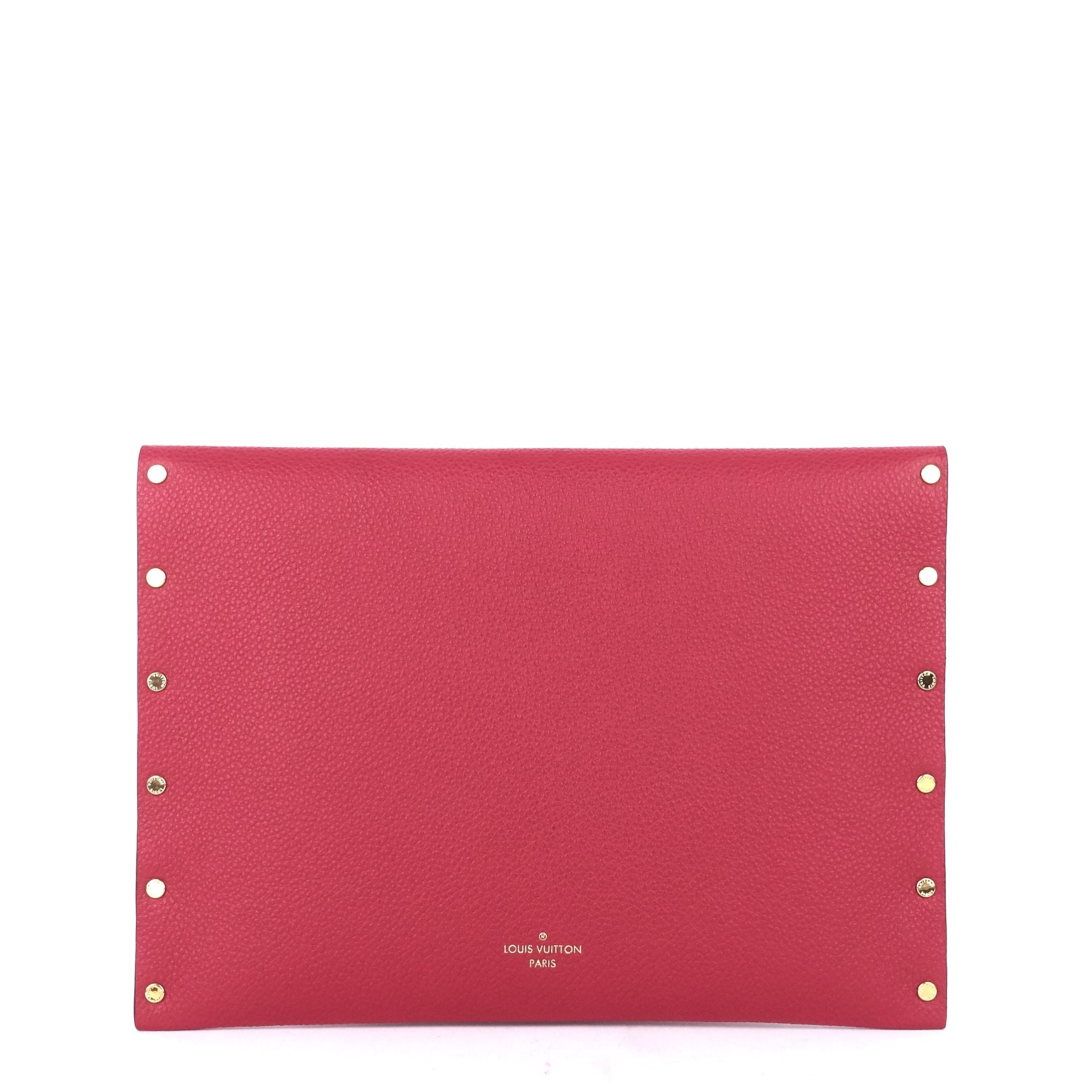 Louis Vuitto Enveloppe MM Rivets Grained Leather Clutch Bag