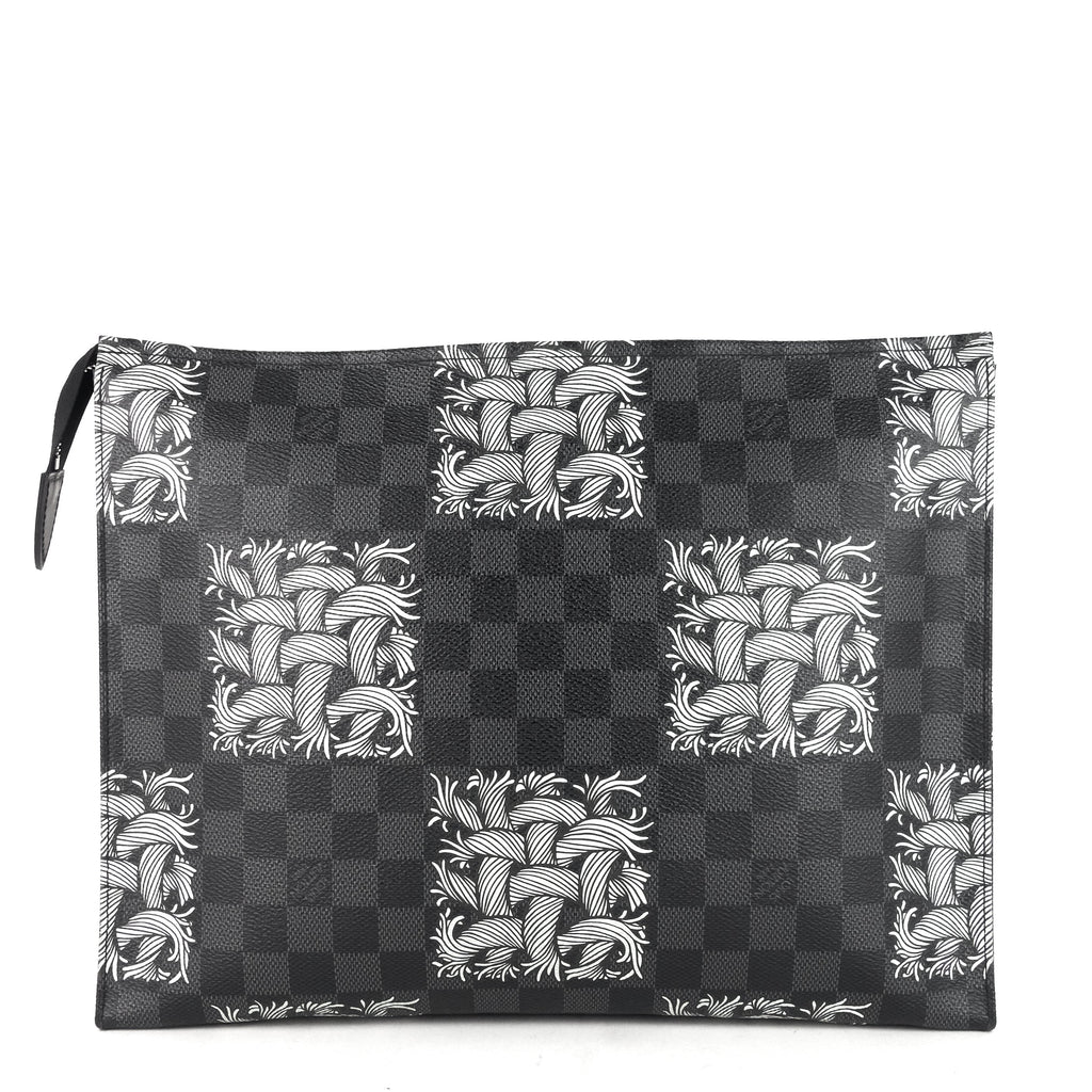 Louis Vuitto Pochette Voyage Rope Damier Graphite Canvas Clutch Bag